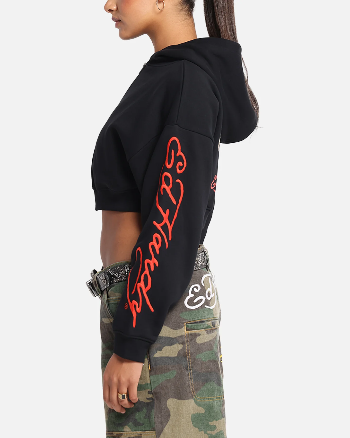 Ed Hardy Women's Love Kills Slowly Hoodie Black - Image 6