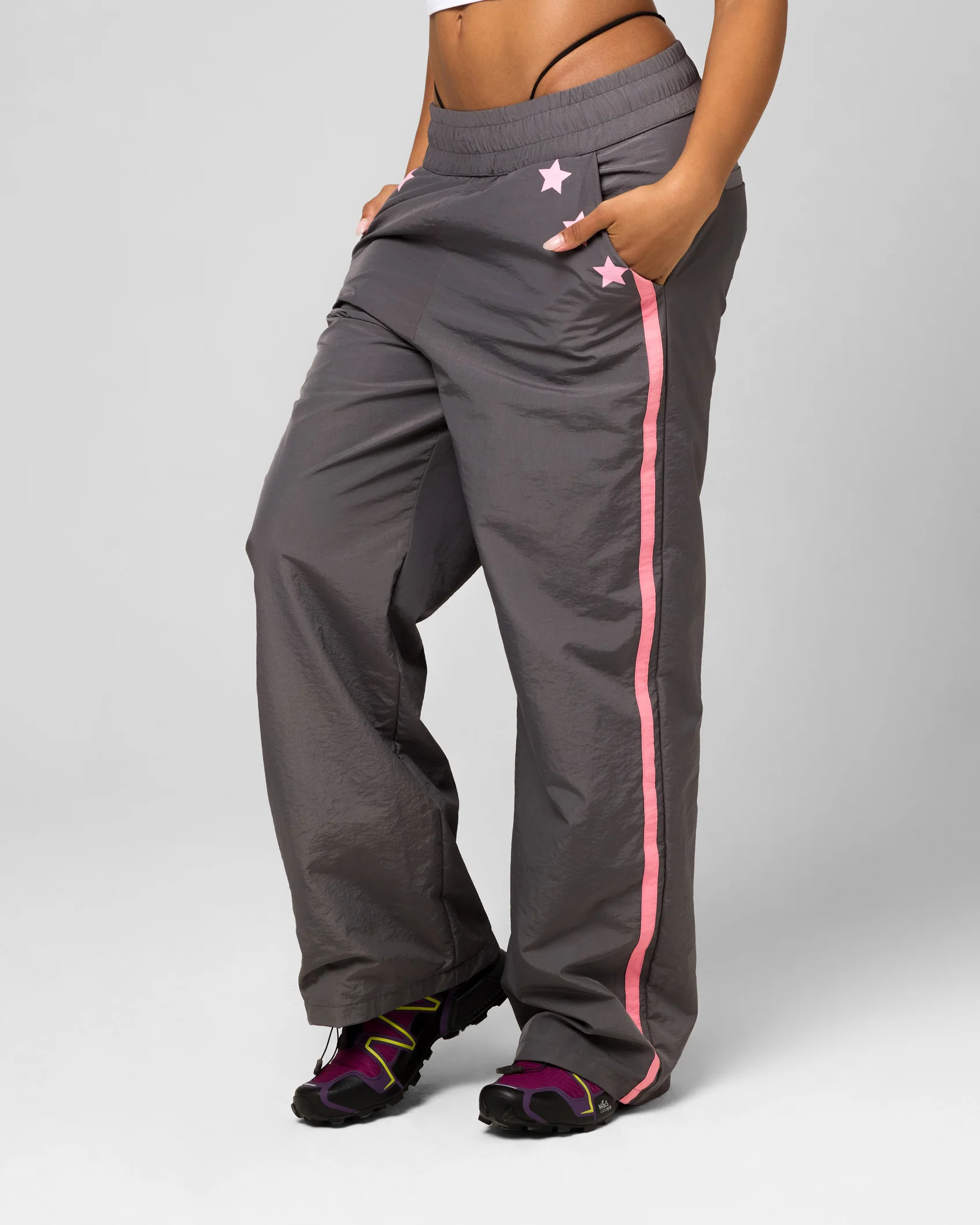 Ed Hardy Women's Nylon Sports Pant Grey/Pink - Image 5