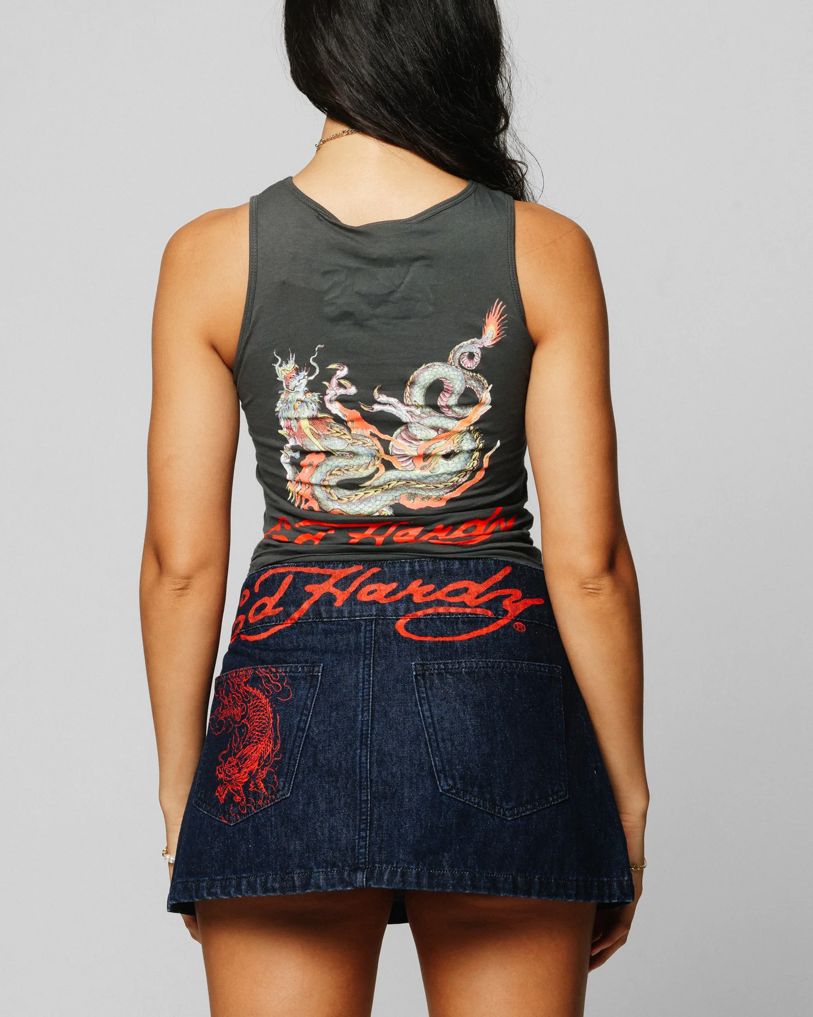 Ed Hardy Women's Ripped Dragon Tank Black - Image 3
