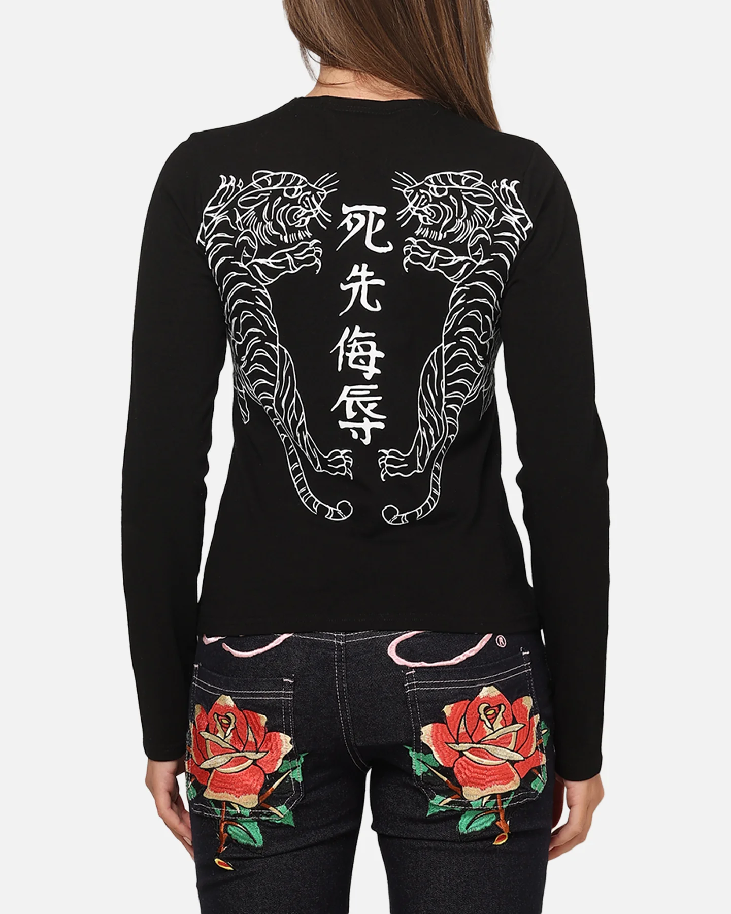Ed Hardy Women's Tiger Long Sleeve T-Shirt Black - Image 2