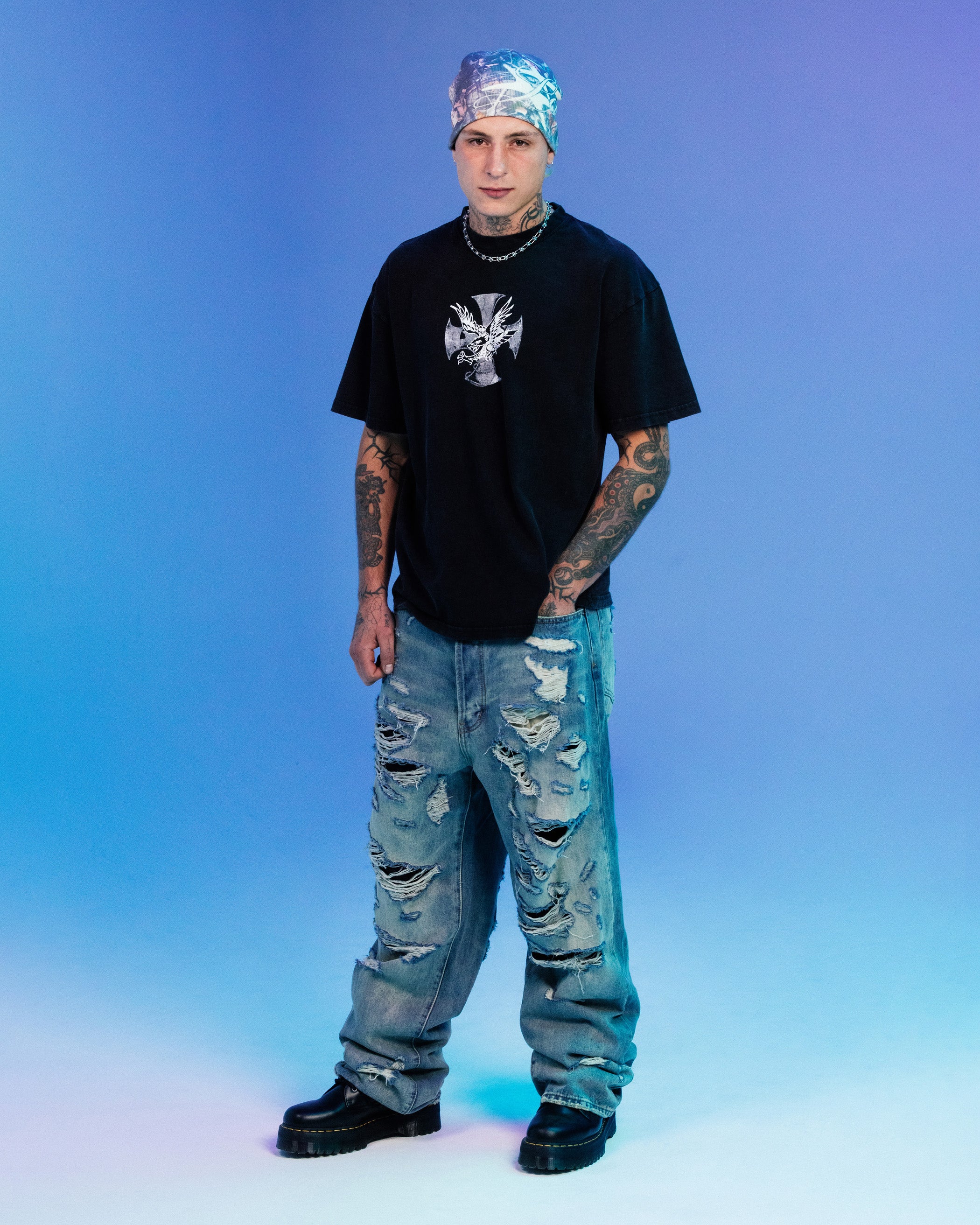 Ed Hardy By Loiter Flight Premium T-Shirt Black Acidwash - Image 4