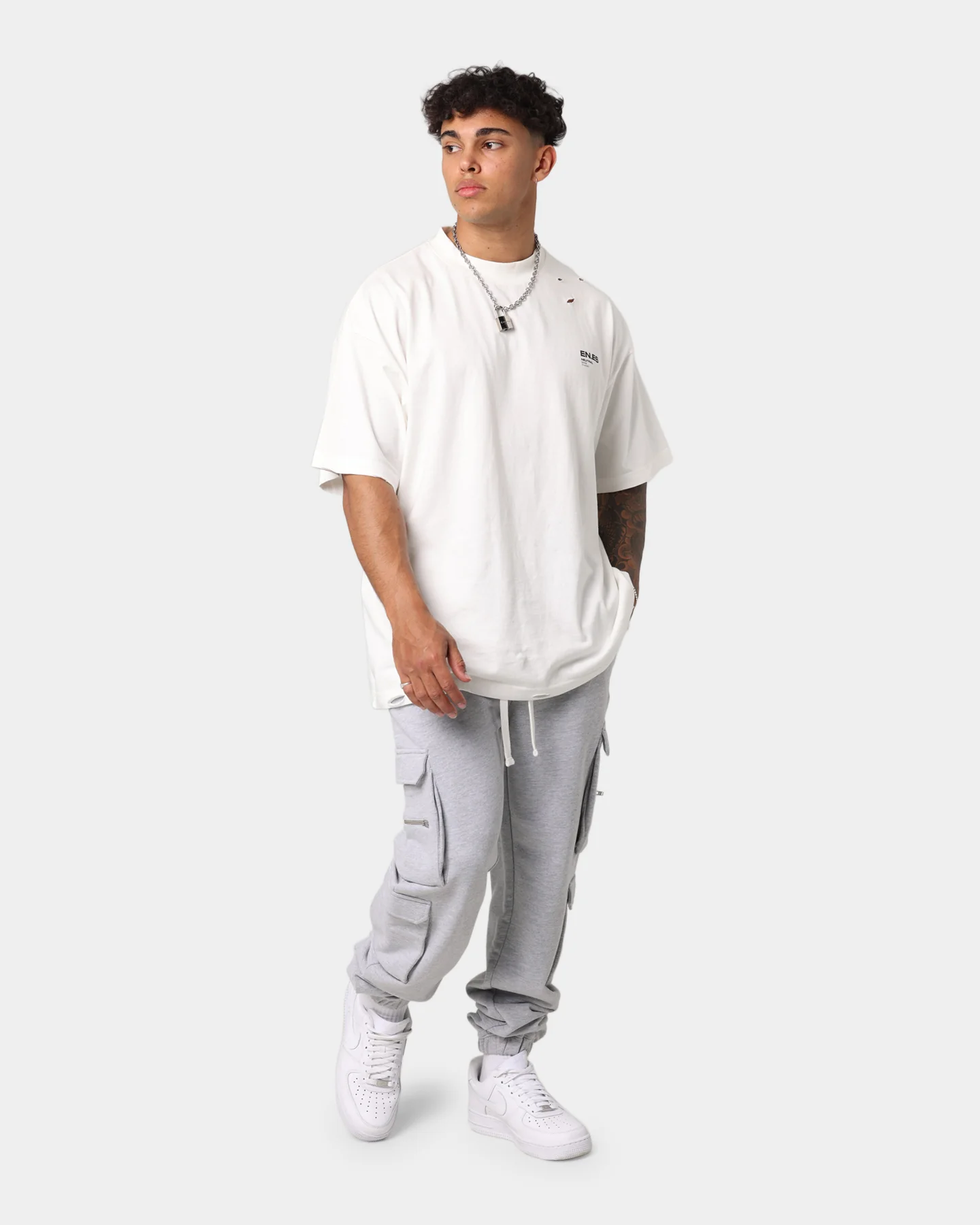 EN ES Cargo Track Pants Grey - Image 2