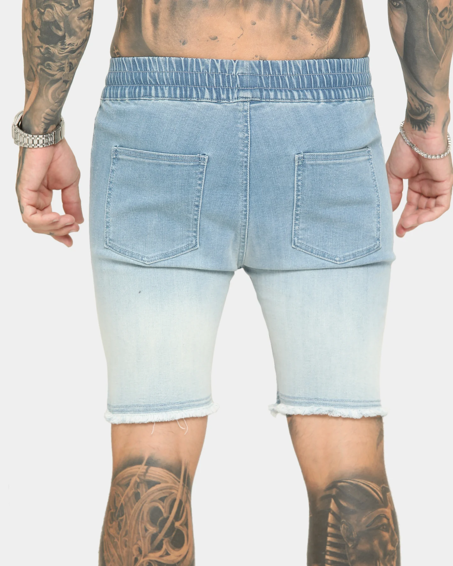 EN ES Gunner Skinny Ripped Shorts Gradient Blue - Image 9
