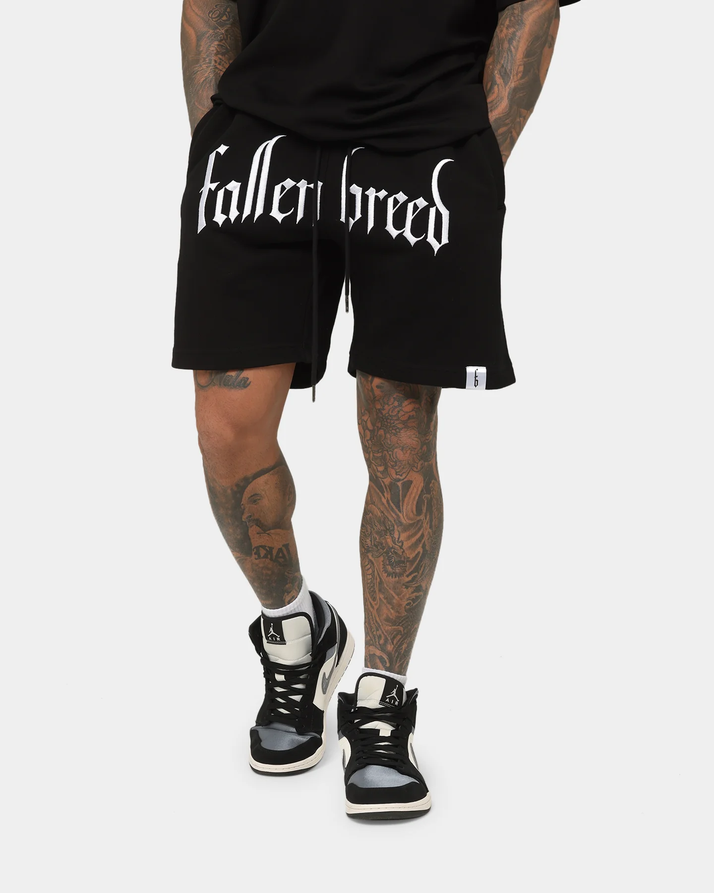 Fallen Breed Logo Sweat Shorts Black - Image 2