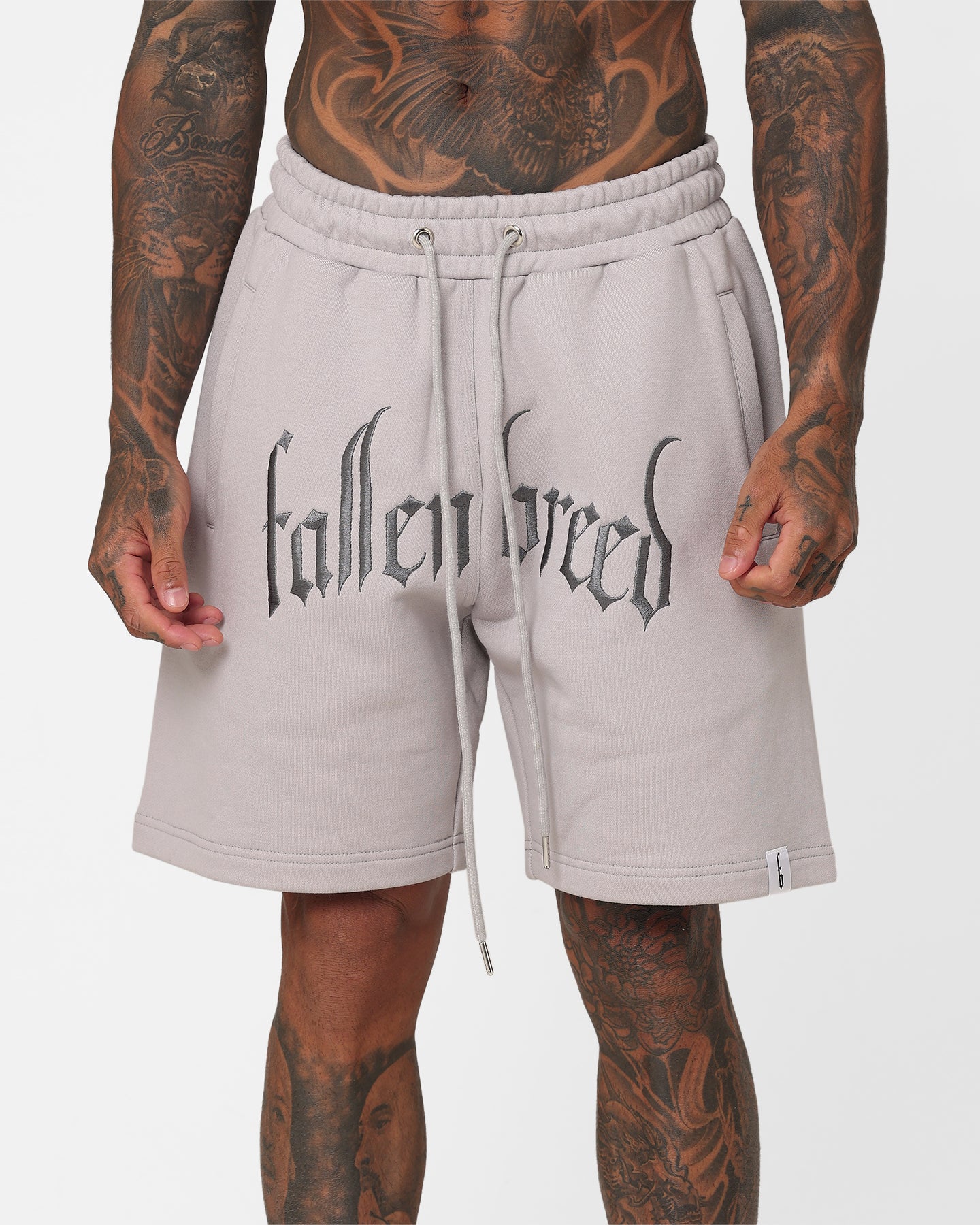 Fallen Breed Logo Sweat Shorts Light Grey - Image 7