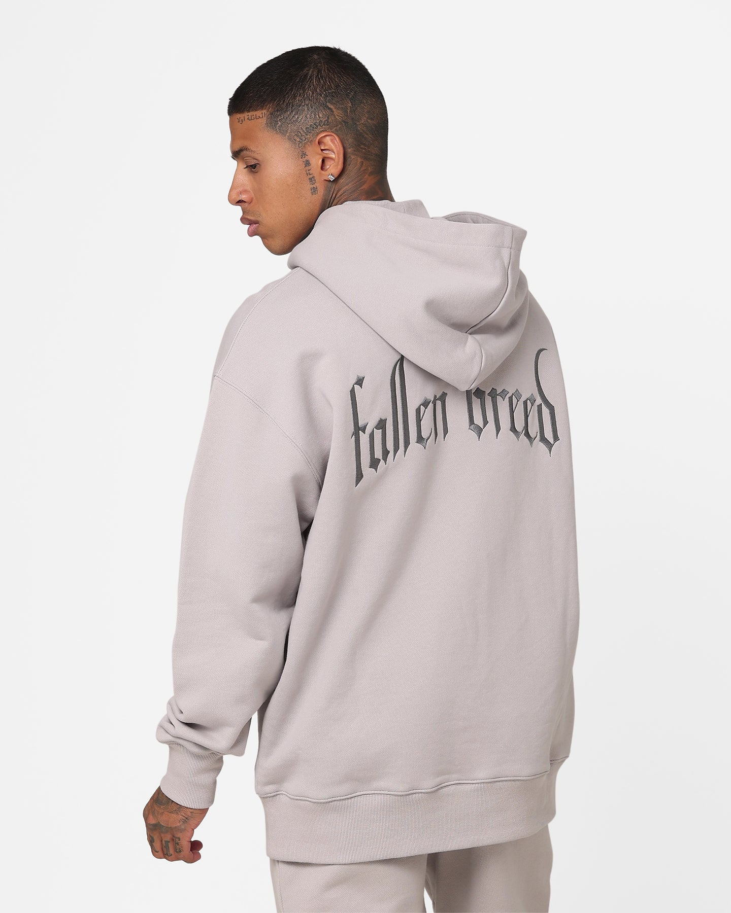 Fallen Breed Signature Logo Hoodie Light Grey - Image 3