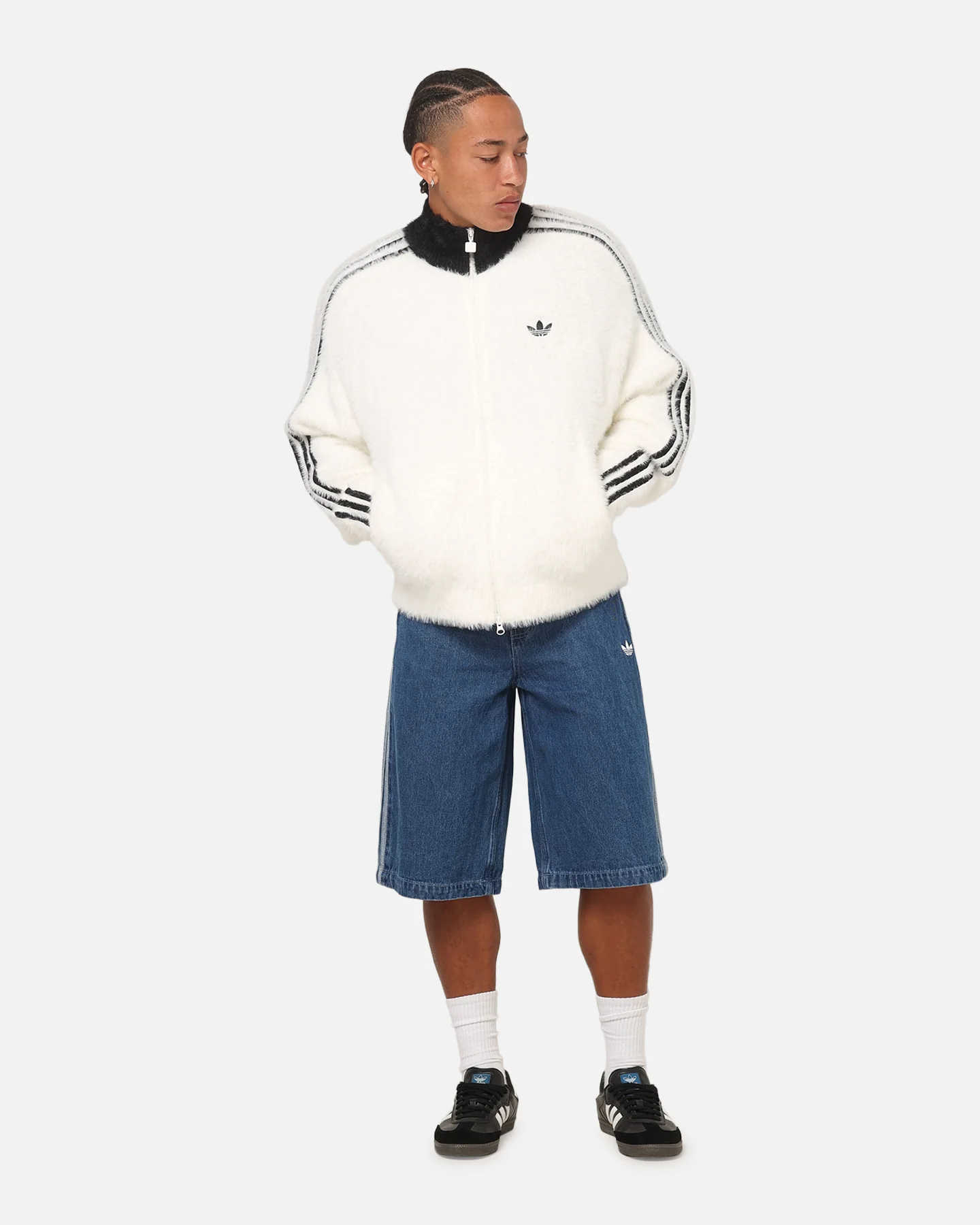 Adidas Faux Mohair Classic Track Top Off White/Black - Image 2