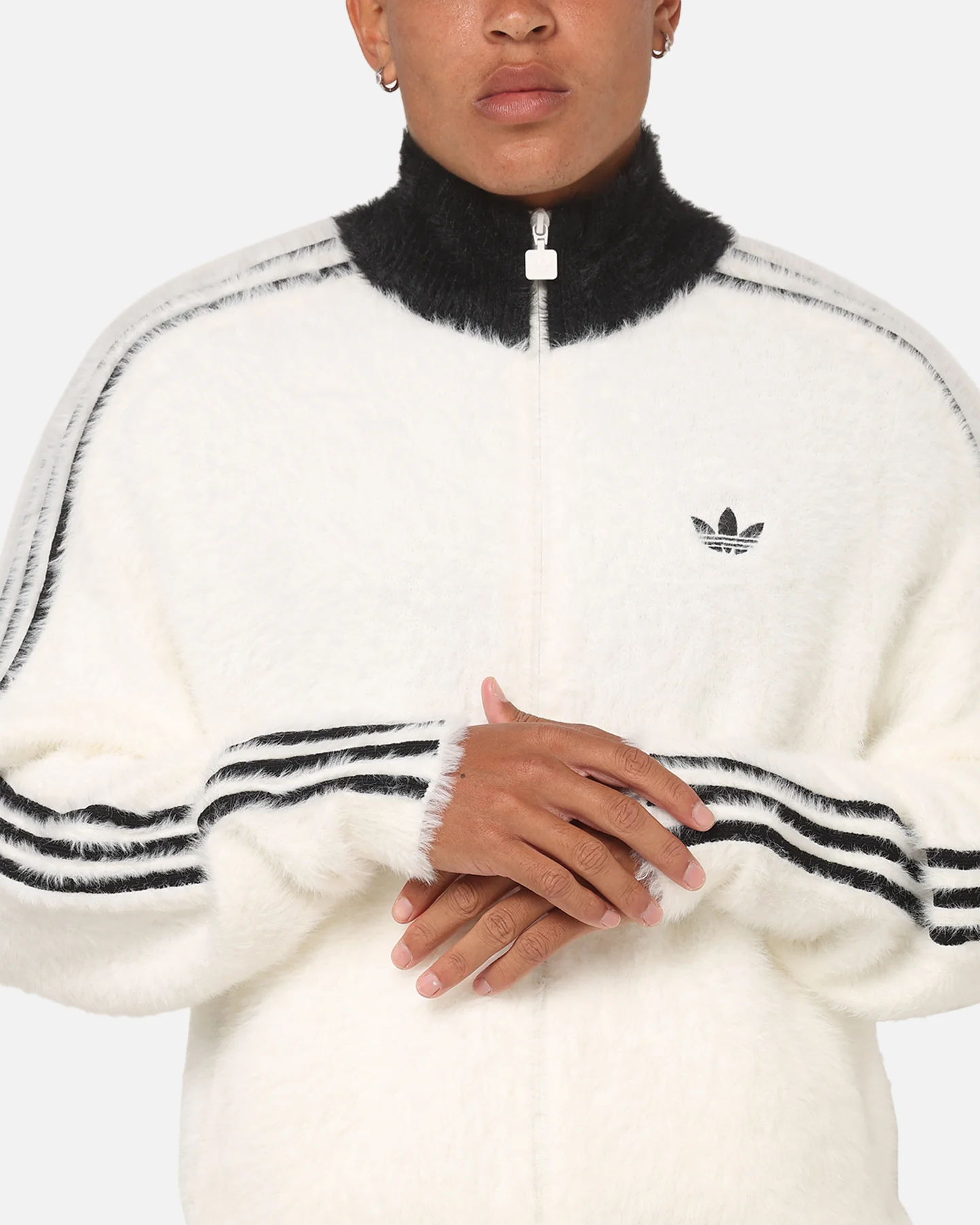 Adidas Faux Mohair Classic Track Top Off White/Black - Image 6