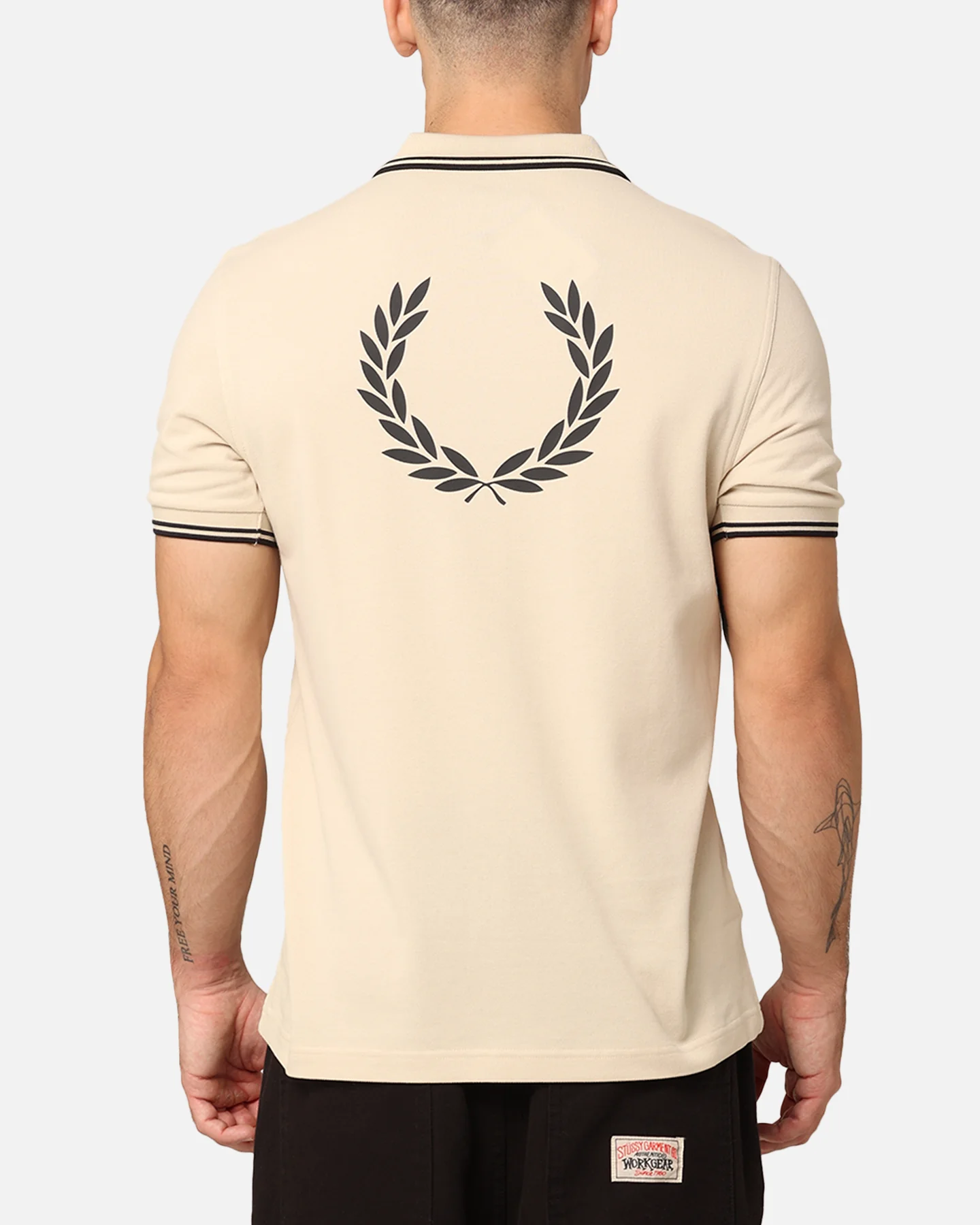 Fred Perry Back Graphic Polo Shirt Oatmeal - Image 4