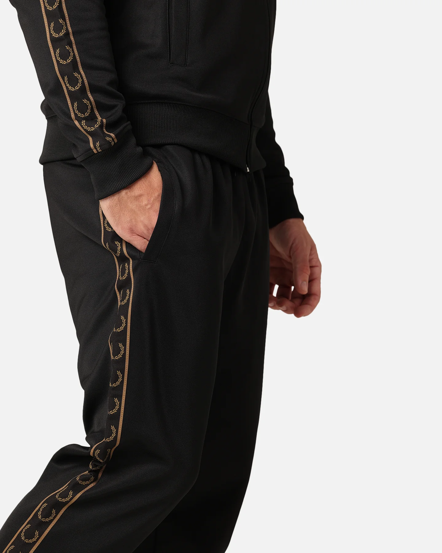 Fred Perry Contrast Tape Track Pants Black/Stone - Image 3