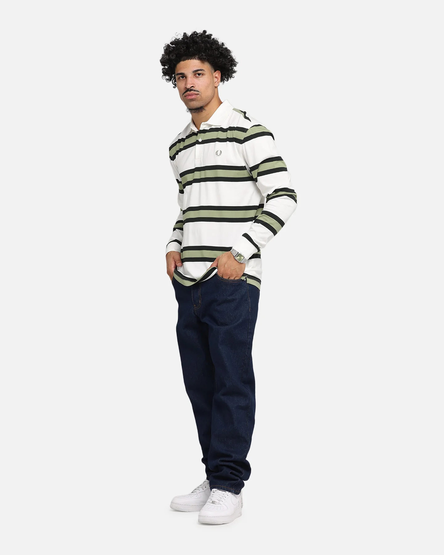 Fred Perry Jersey Stripe Polo Shirt Light Ecru - Image 2