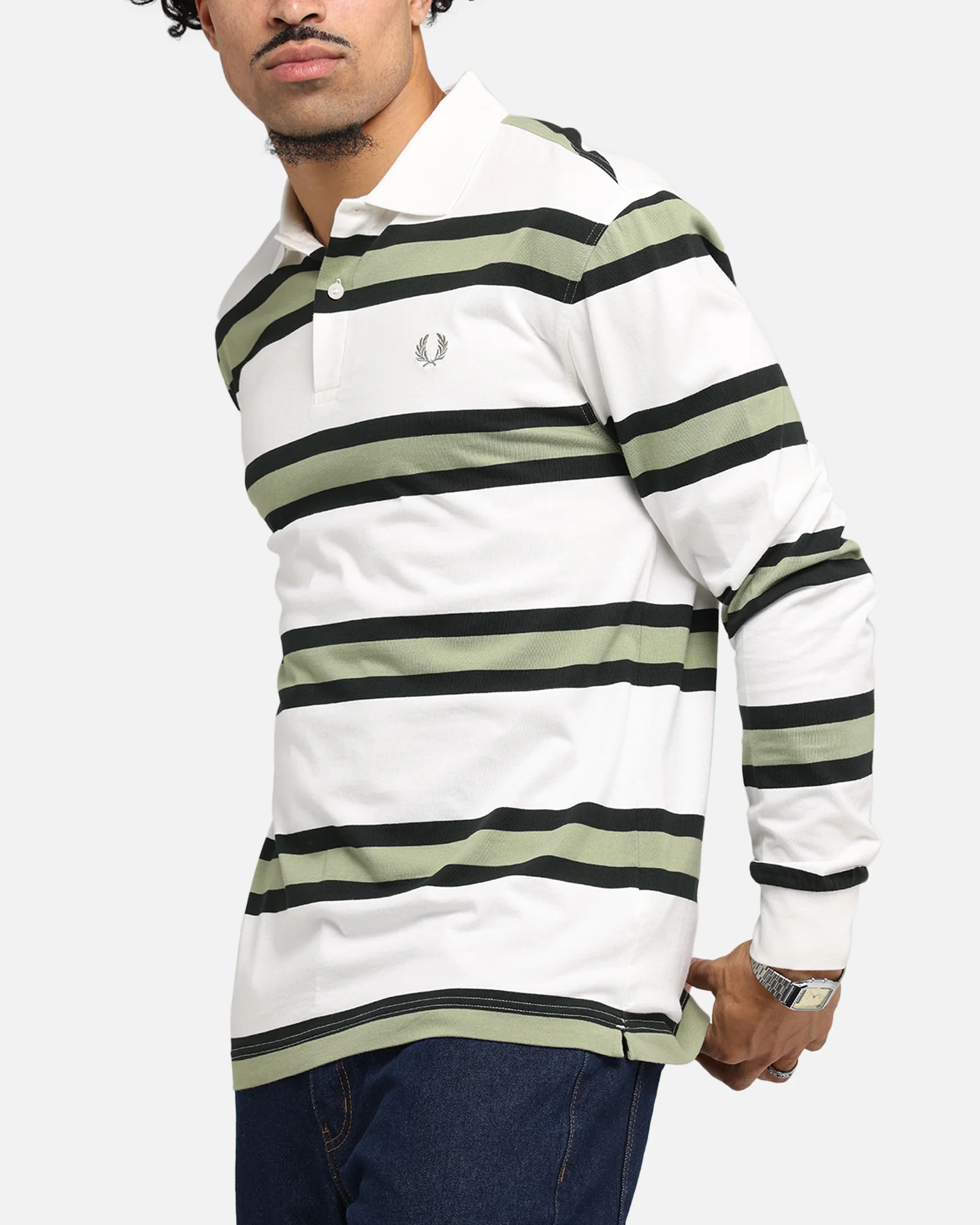 Fred Perry Jersey Stripe Polo Shirt Light Ecru - Image 6