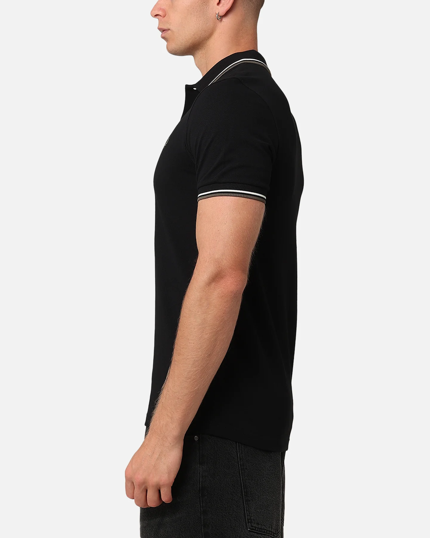 Fred Perry Twin Tipped Polo Shirt Black/Ecru - Image 5