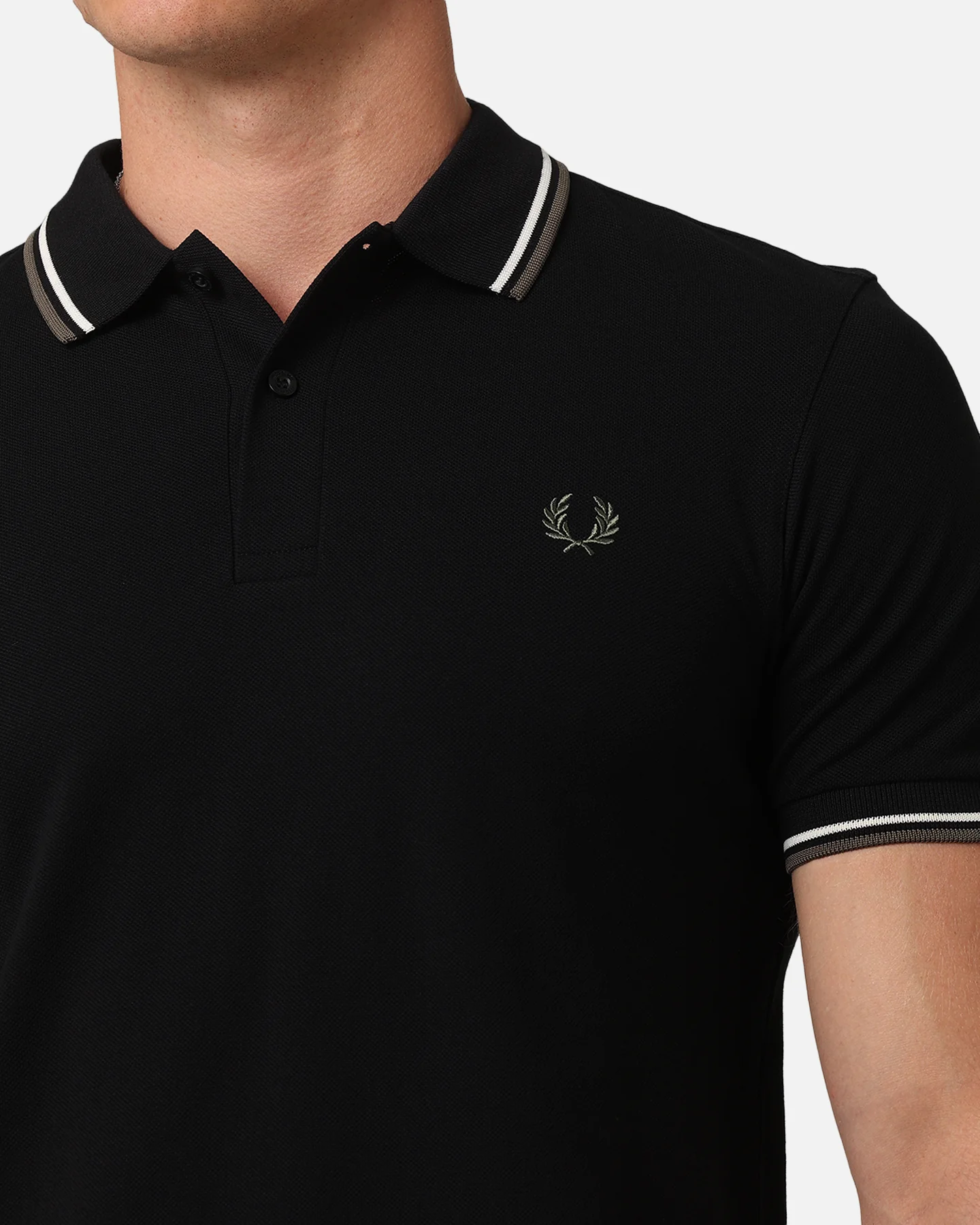 Fred Perry Twin Tipped Polo Shirt Black/Ecru - Image 6