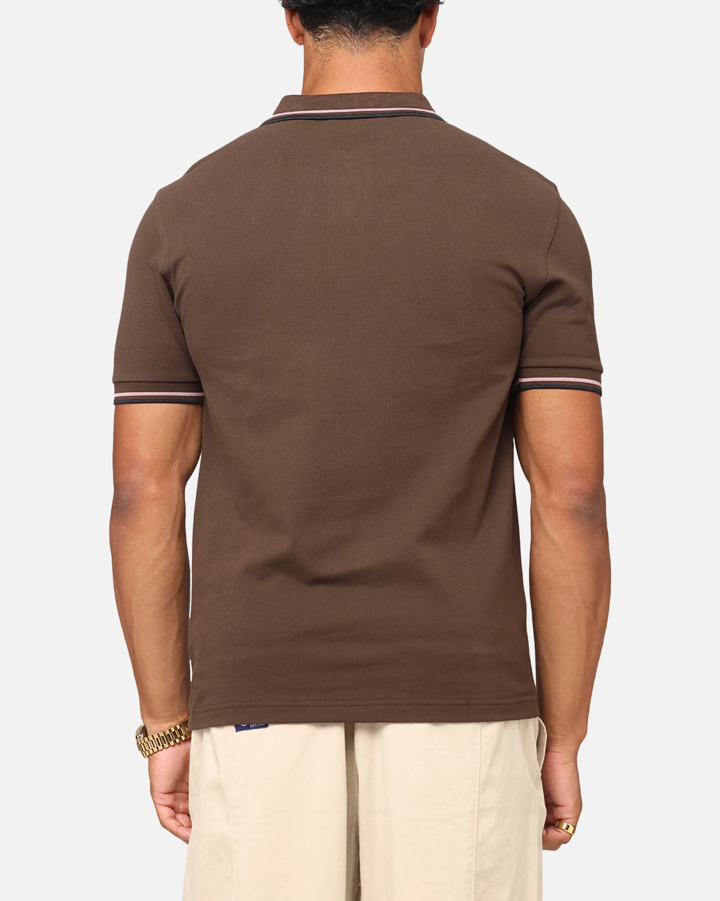 Fred Perry Twin Tipped Polo Shirt Brown - Image 3