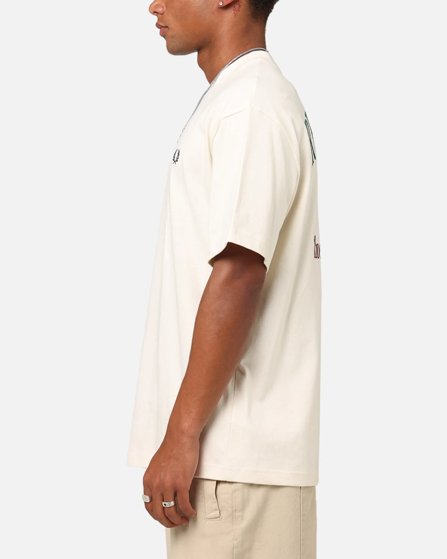 Fred Perry Embroidered Champion T-Shirt Ecru - Image 6