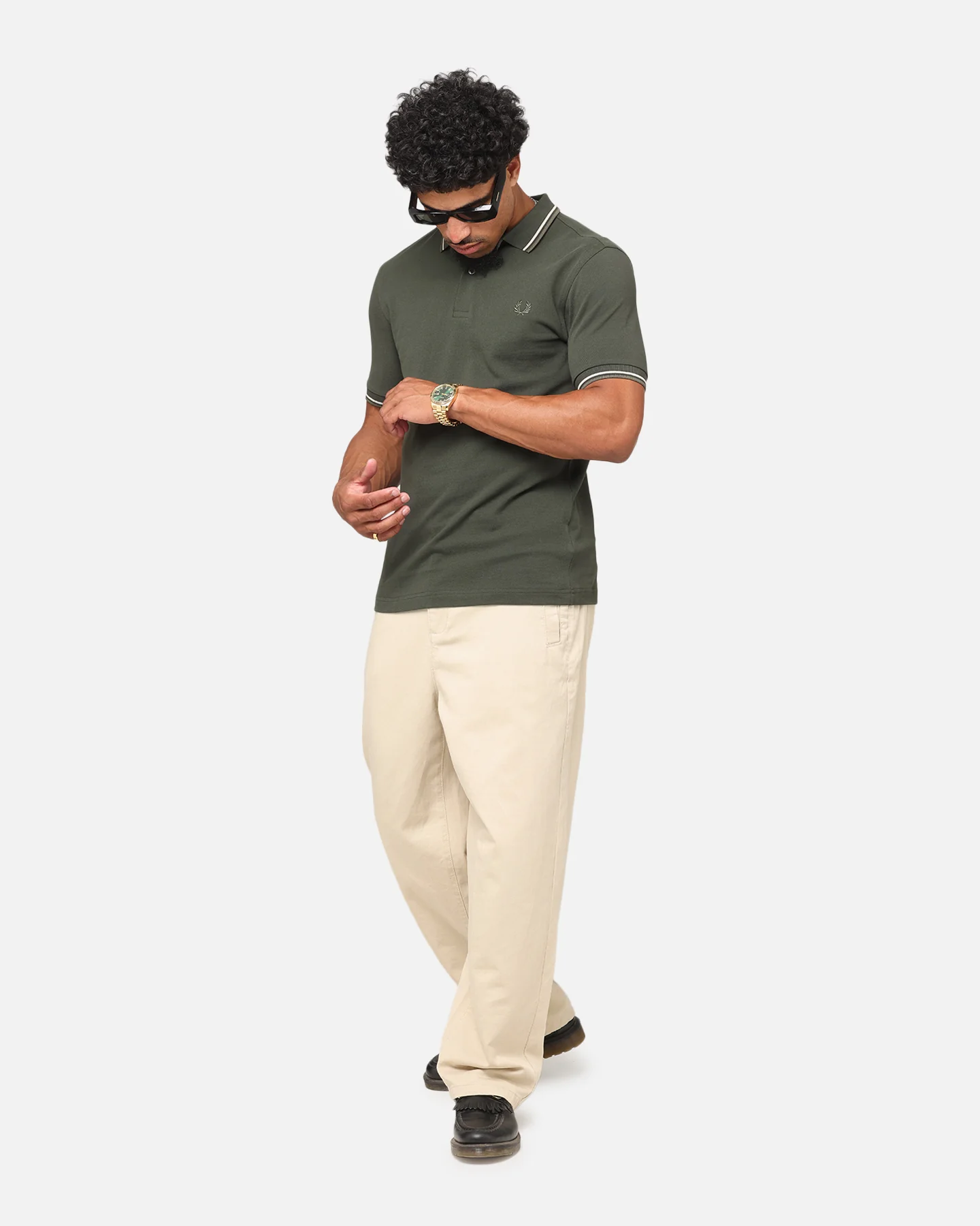 Fred Perry Twin Tipped Polo Shirt Hunter Green - Image 2