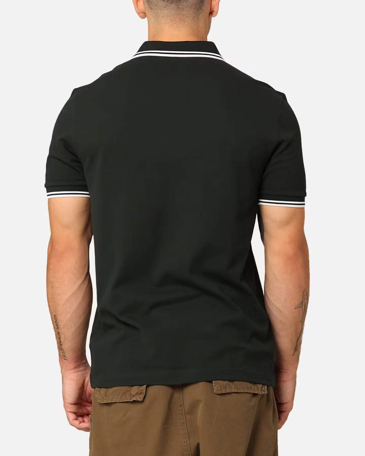 Fred Perry Twin Tipped Polo Shirt Night Green/Snow White - Image 3