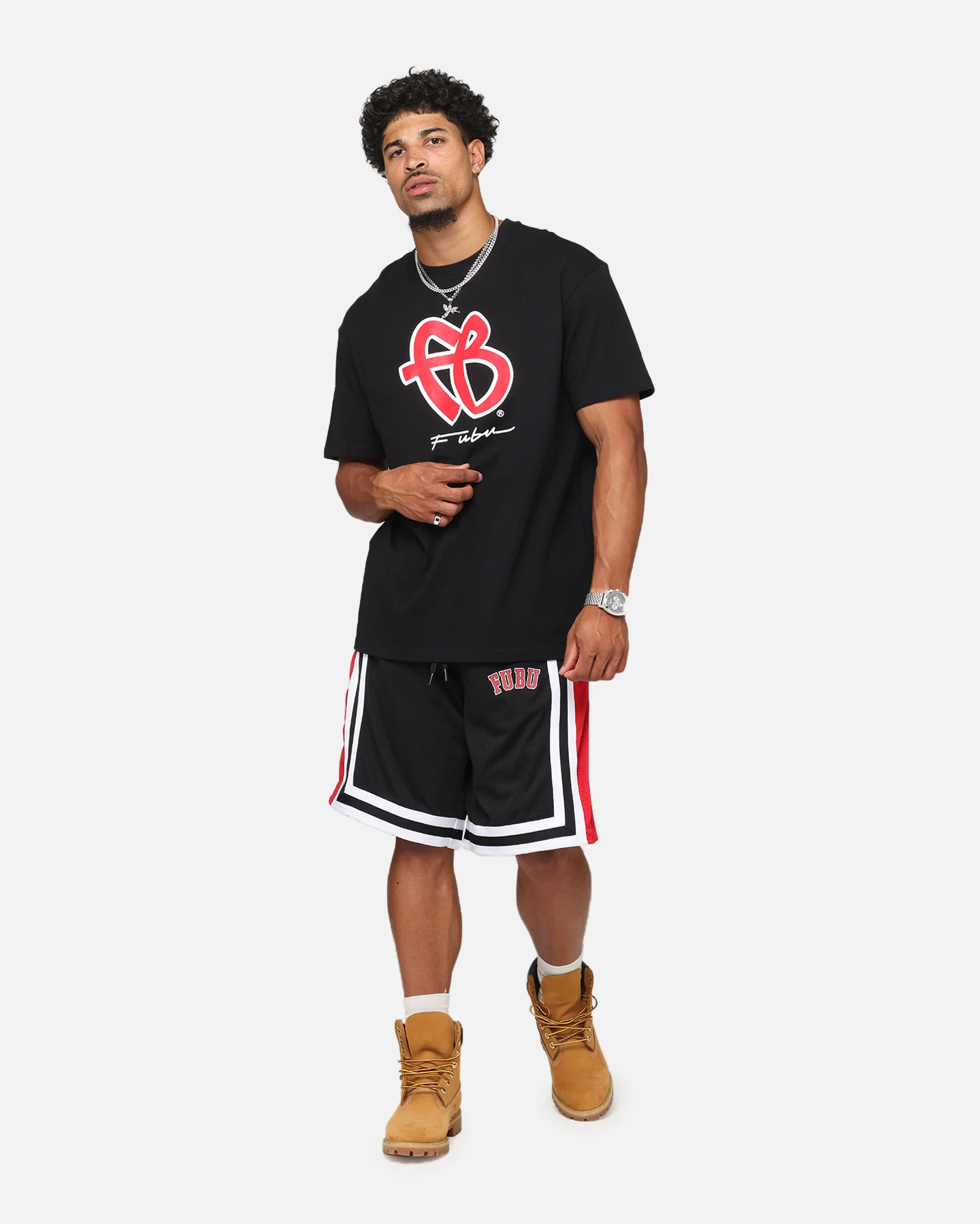 Fubu Basic T-Shirt Black/Red/White - Image 2