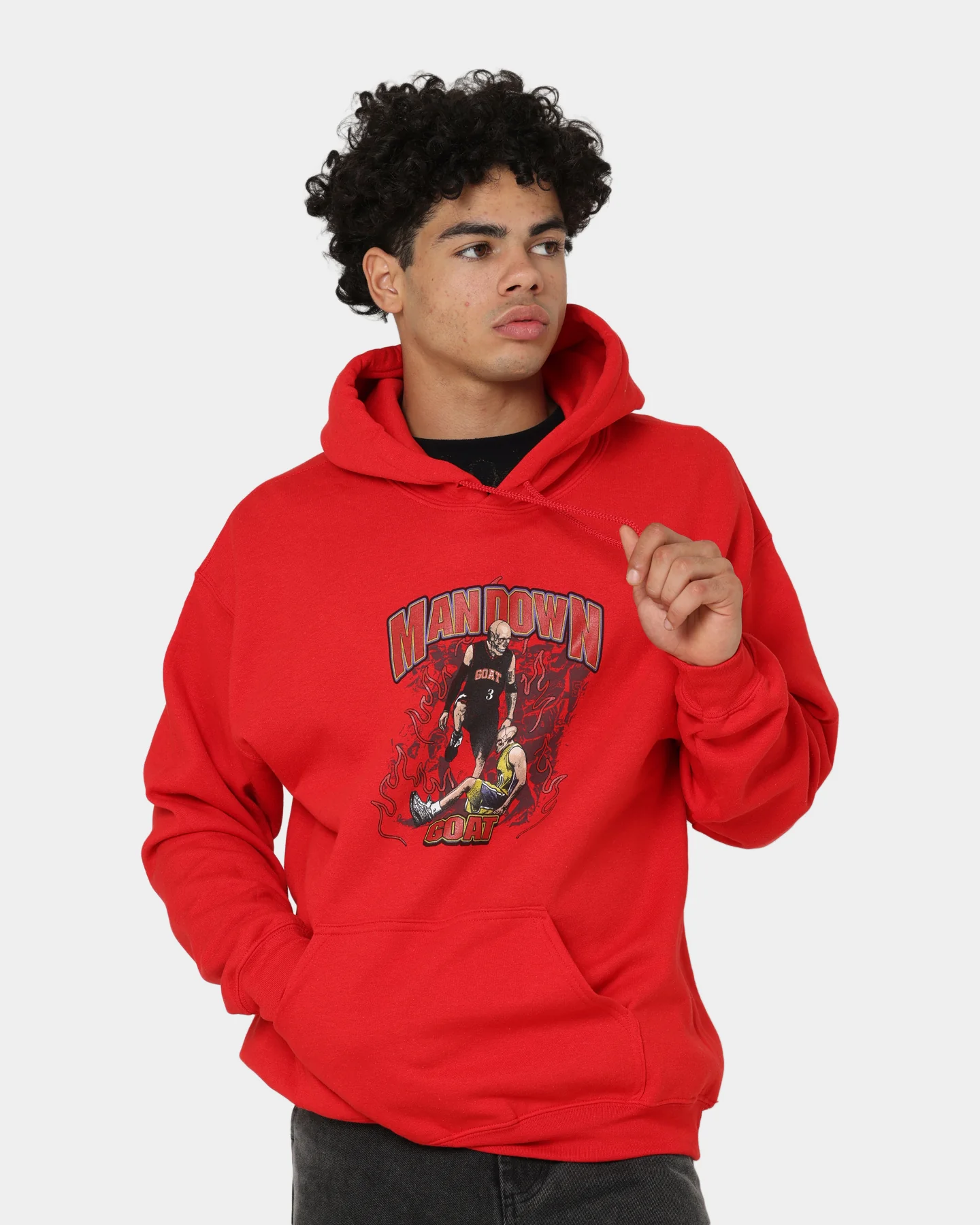Goat Crew Man Down Hoodie Red - Image 2