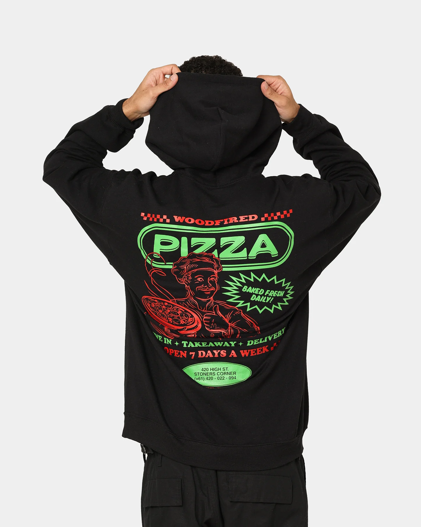 Goat Crew Pizza Shop Hoodie Black - Image 2