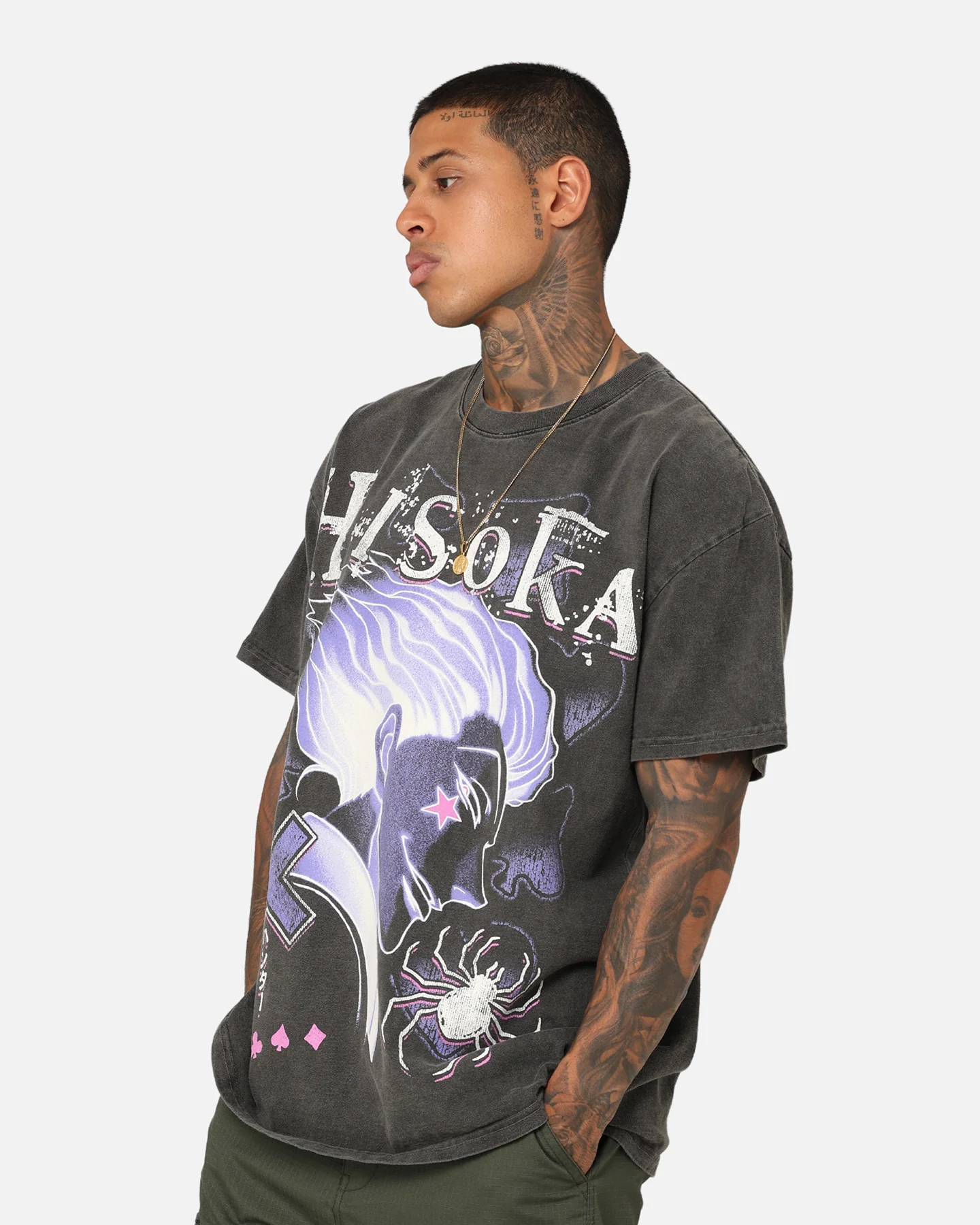 Goat Crew X Hunter X Hunter Hisoka Heavyweight Vintage T-Shirt Black Wash - Image 7