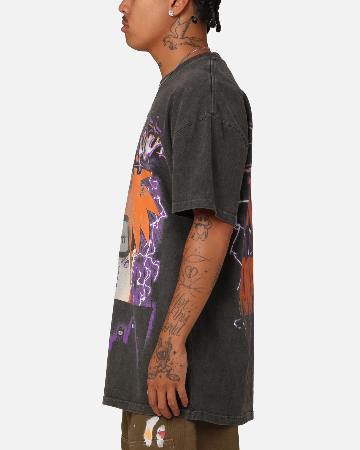 Goat Crew X Naruto Six Paths Of Pain Heavyweight T-Shirt Black Wash - Image 6