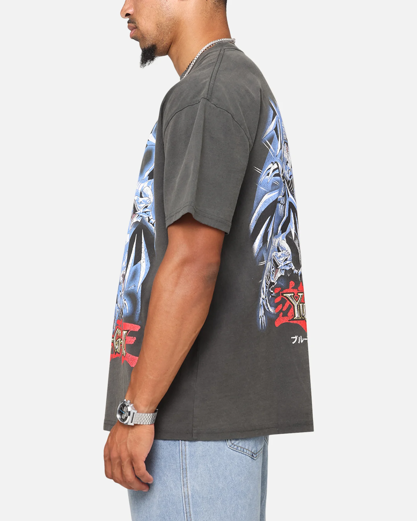 Goat Crew X Yu-Gi-Oh! Kaiba Blue Eyes Heavy T-Shirt Black Wash - Image 6