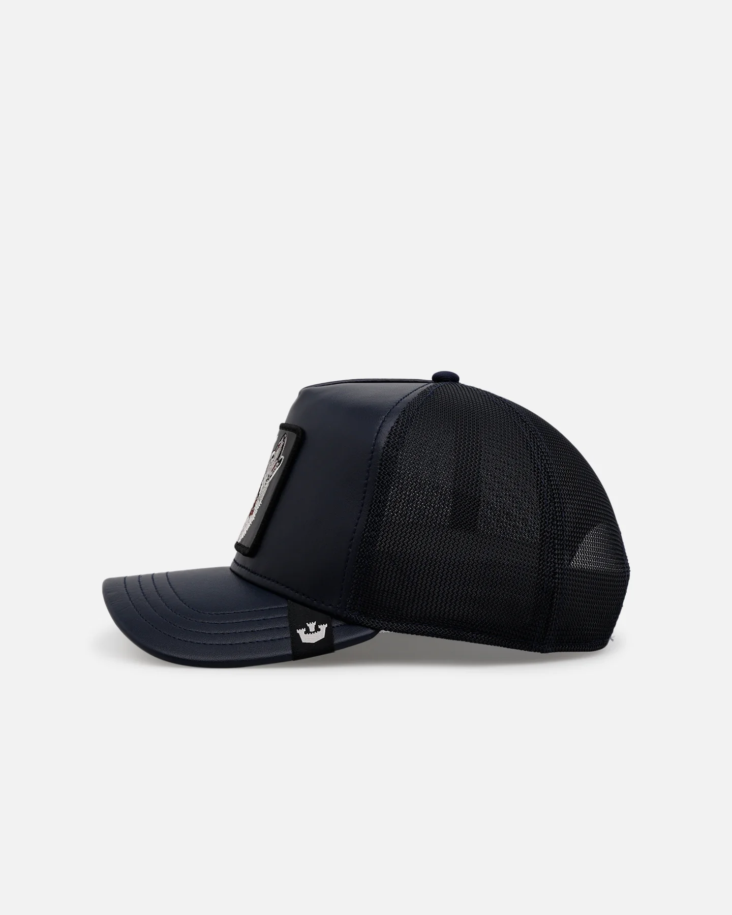 Goorin Bros The Lone Wolf Leather Trucker Snapback Navy - Image 5