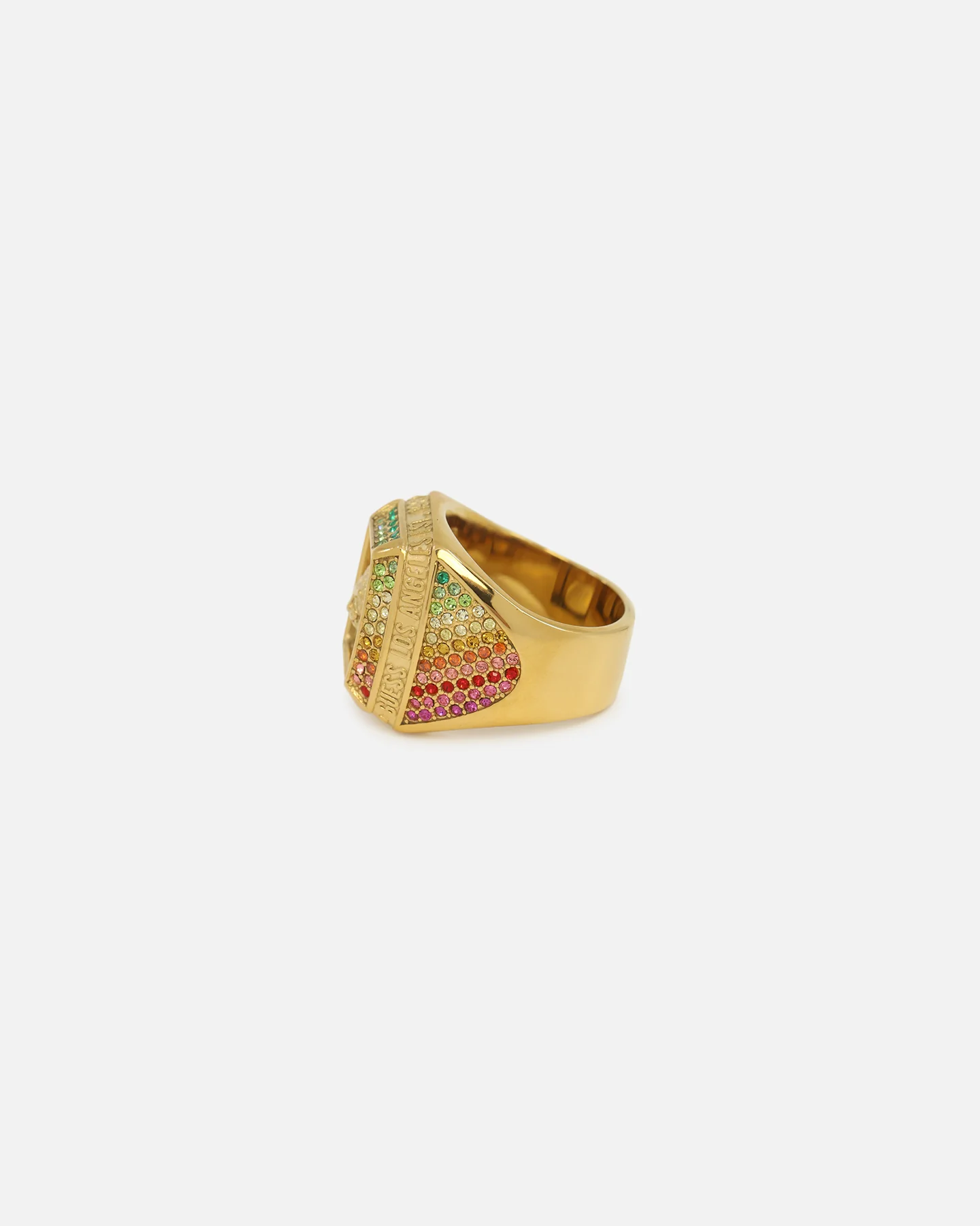 Guess Mainline 14mm Lion Pave Signet Ring Gold - Image 6
