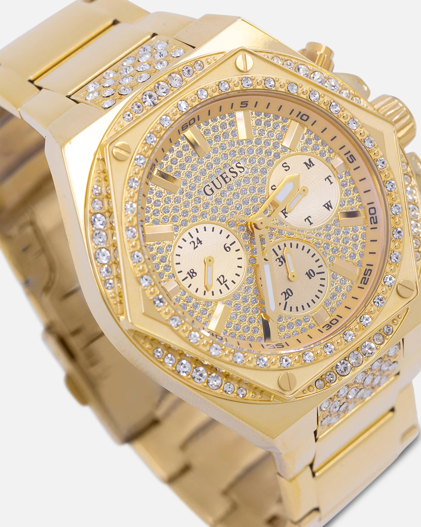 Guess Mainline Fury Glitz Bracelet Watch Gold - Image 5