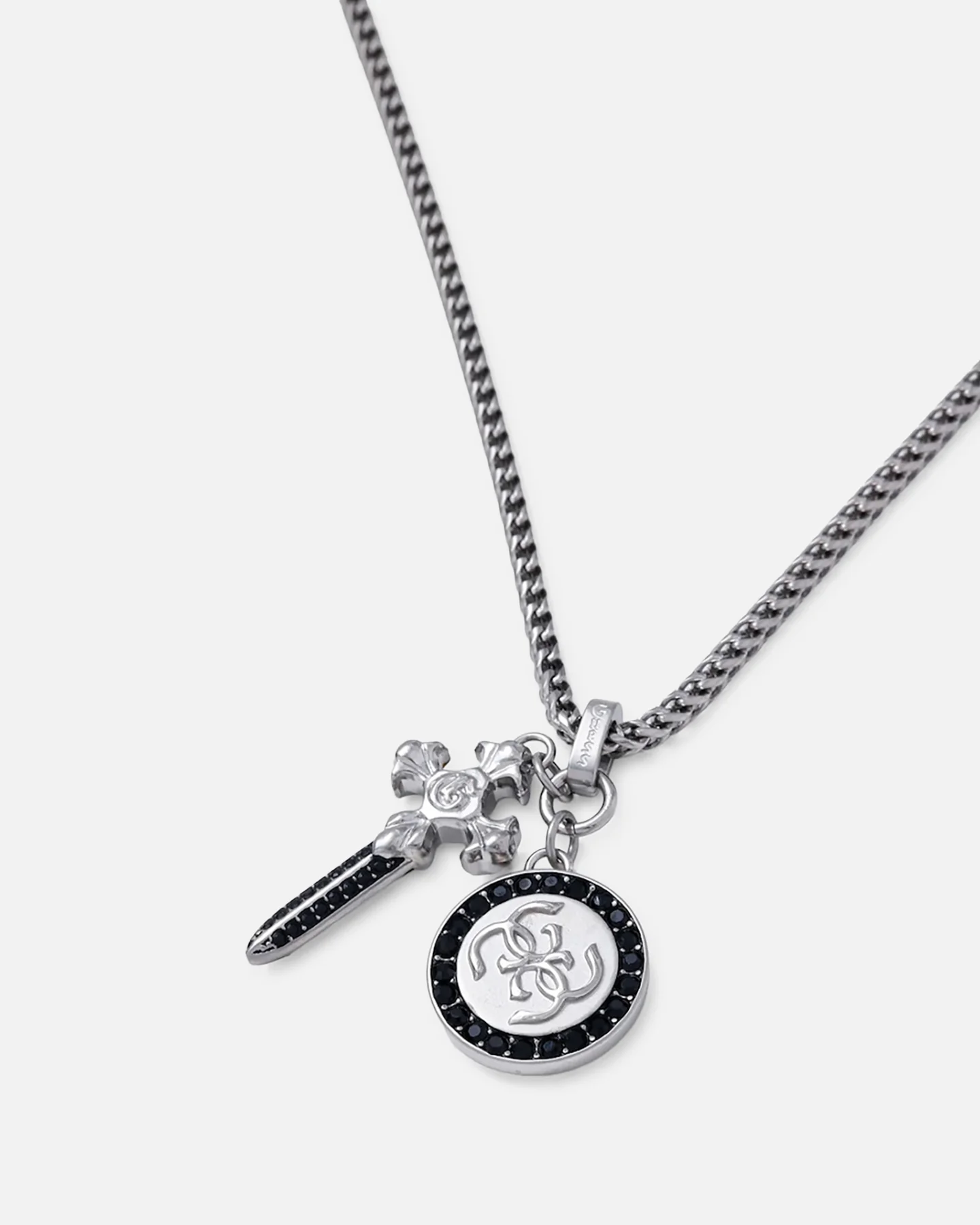 Guess Mainline Rebel Knight 26" 4G Coin And Dagger Necklace Silver - Image 3