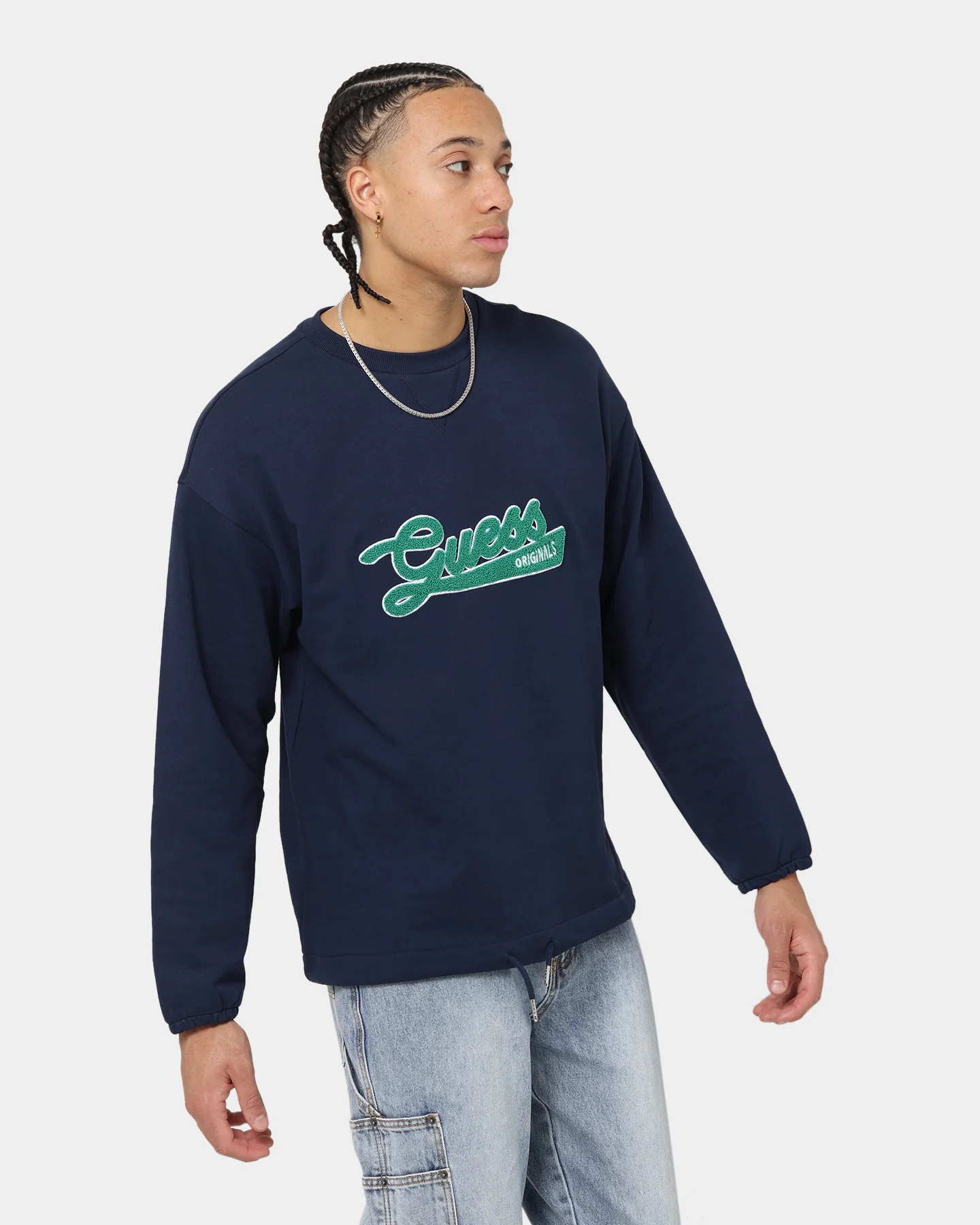 Guess Originals Go Collegiate Crewneck Blackened Blue - Image 4