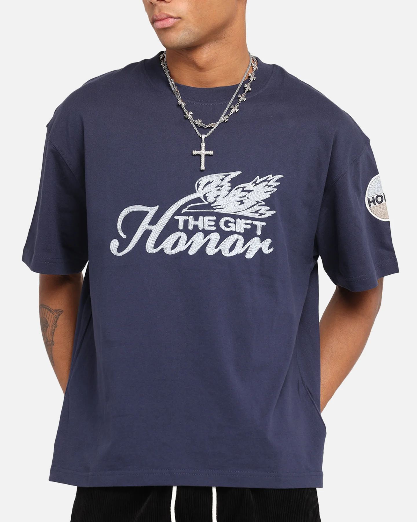 Honor The Gift Auto Club Boxy T-Shirt Navy - Image 6