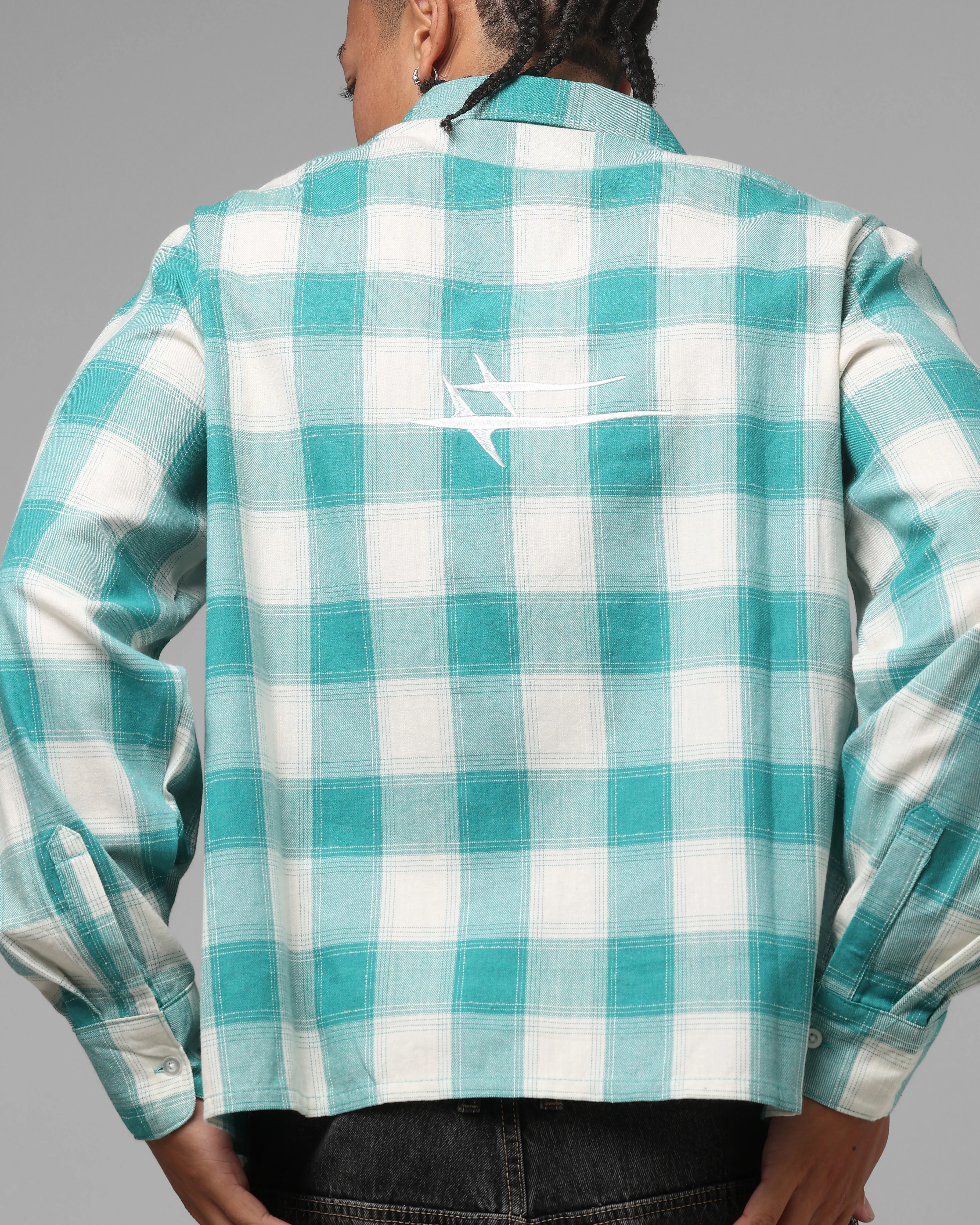 Loiter Hybrid Flannel Button Up Shirt Green-Plaid - Image 8