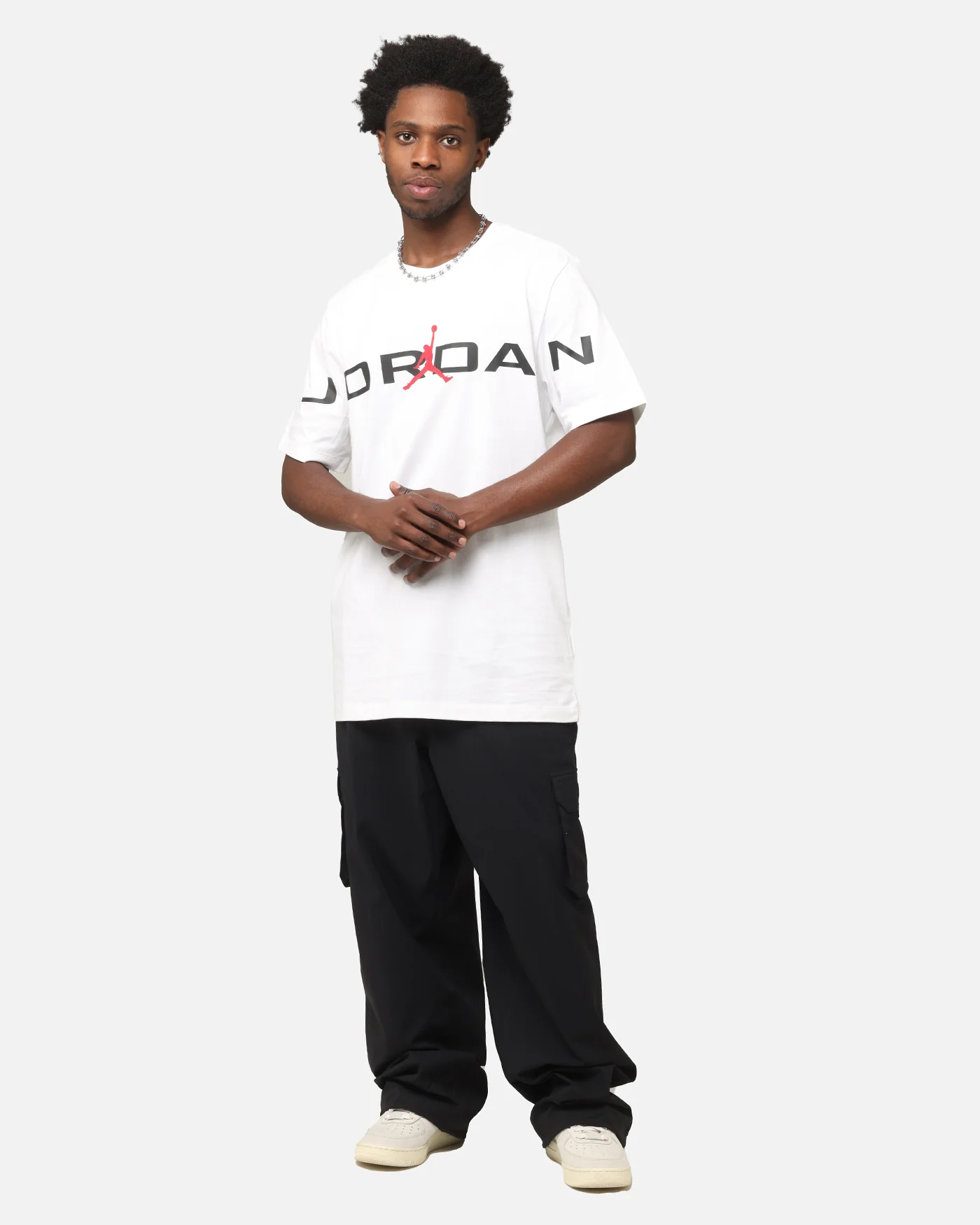 Jordan Air Stretch Crewneck T-Shirt White/Black - Image 2