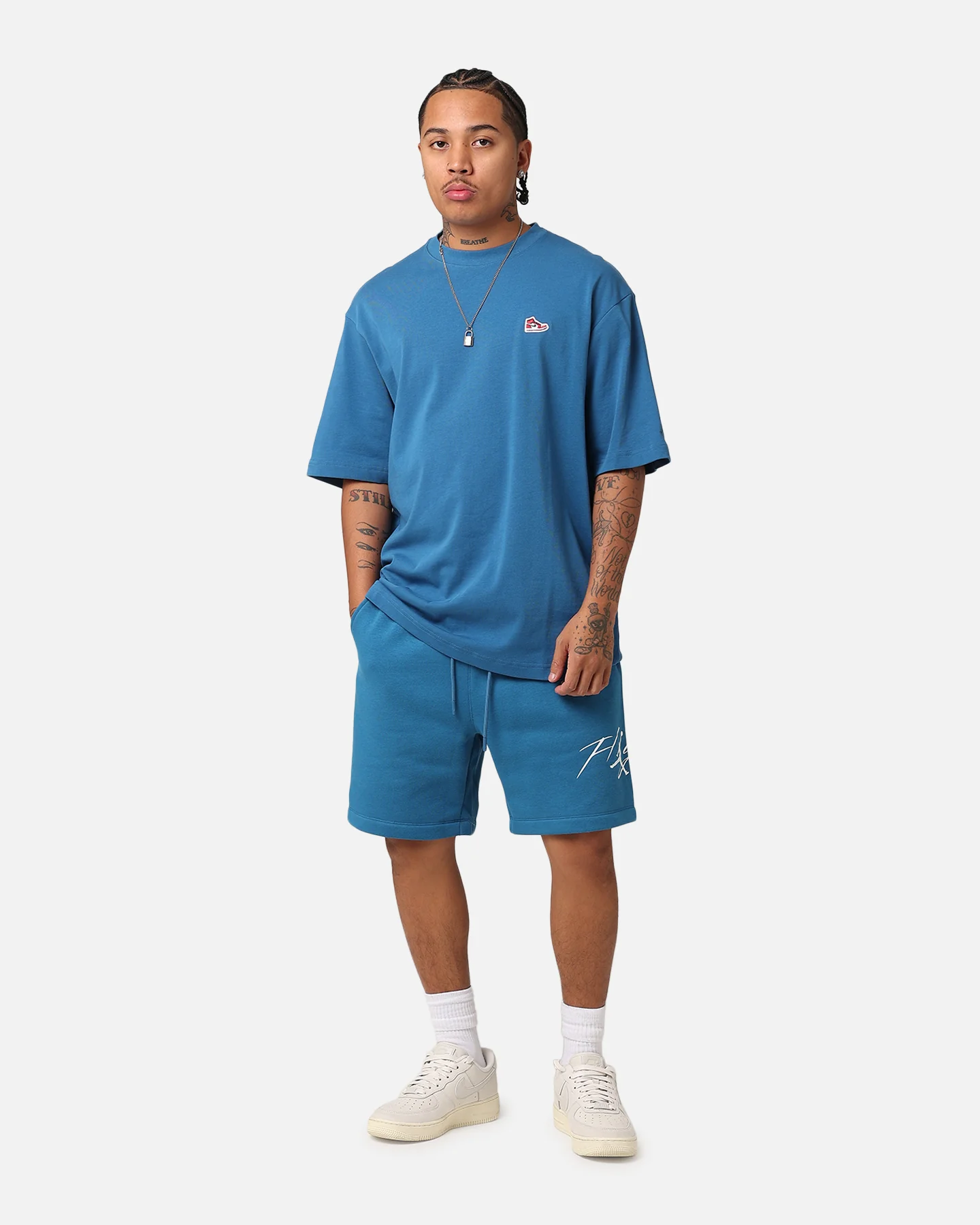 Jordan Brand Sneaker Patch Crewneck T-Shirt Industrial Blue - Image 2
