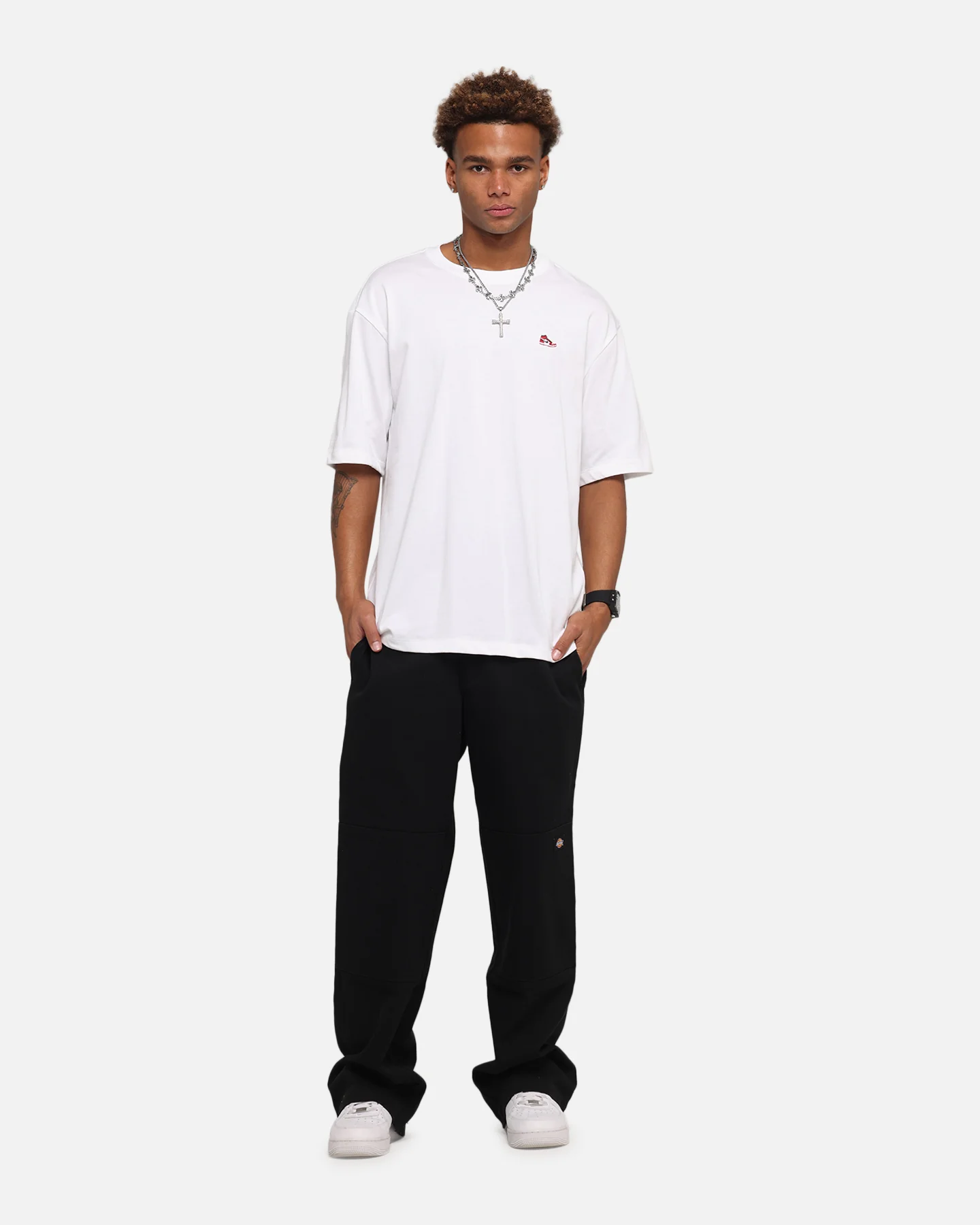 Jordan Brand Sneaker Patch Crewneck T-Shirt White/Varsity Red - Image 2