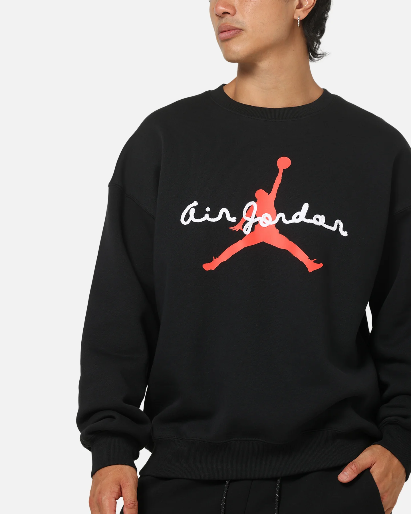 Jordan Brooklyn AJ6 Fleece Crewneck Black/Infrared - Image 6