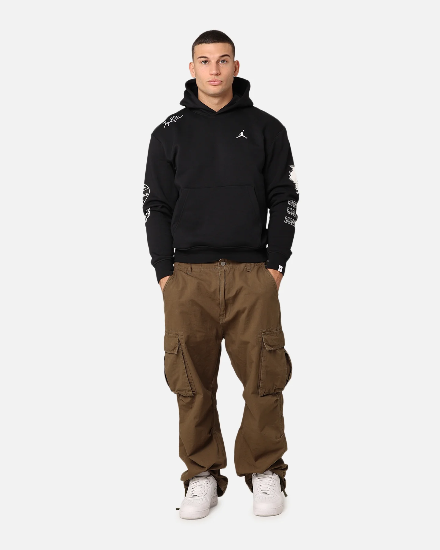 Jordan Essentials Fleece Pullover Hoodie Black/White - Image 2