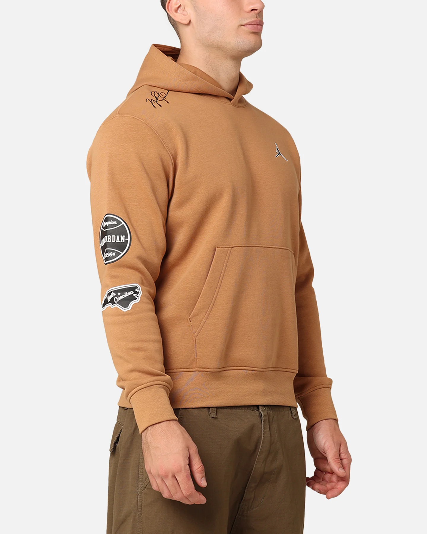 Jordan Essentials Fleece Pullover Hoodie Dark Brown/White - Image 4