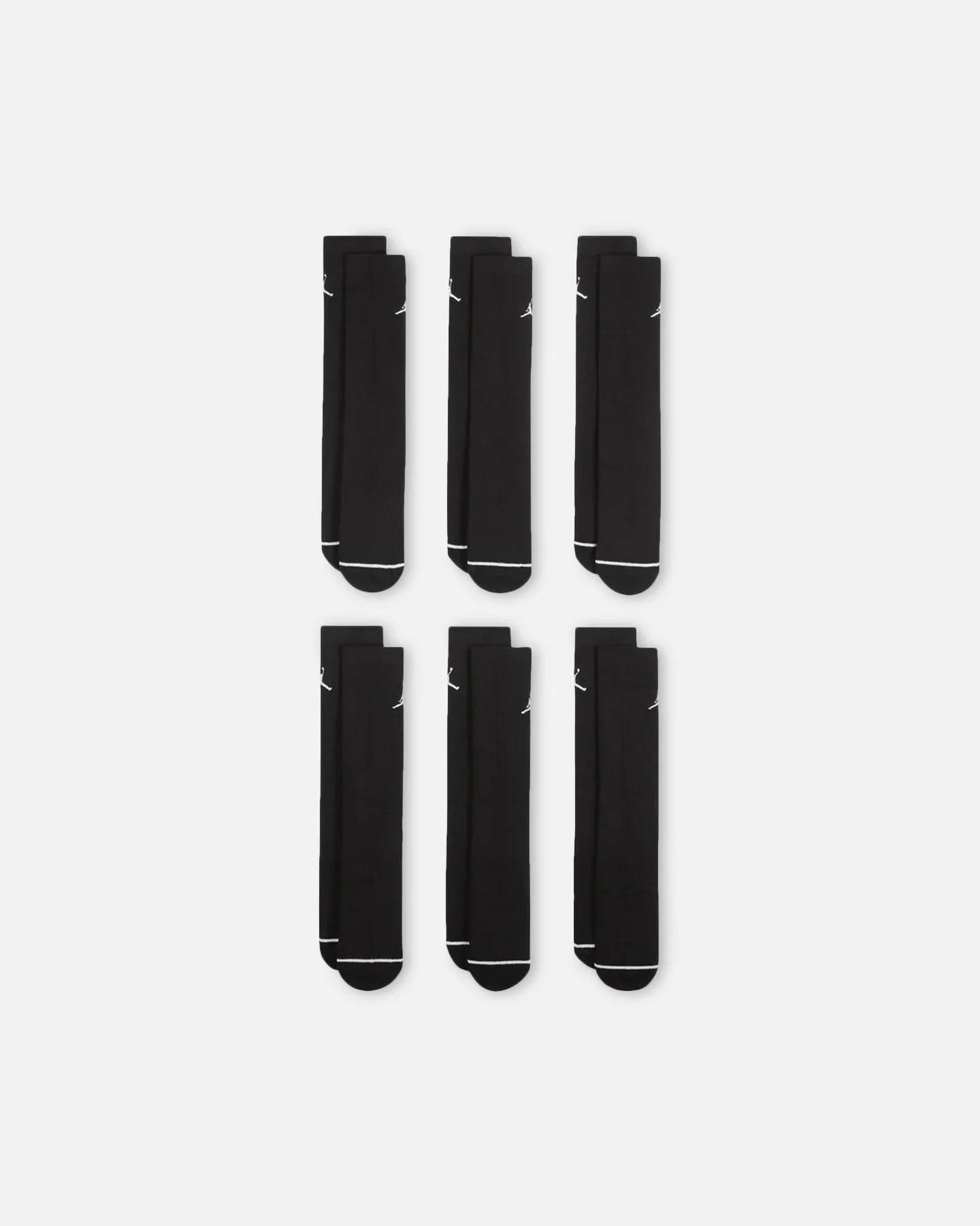 Jordan Everyday Cushioned Crew Socks 6 Pack Black/White - Image 2