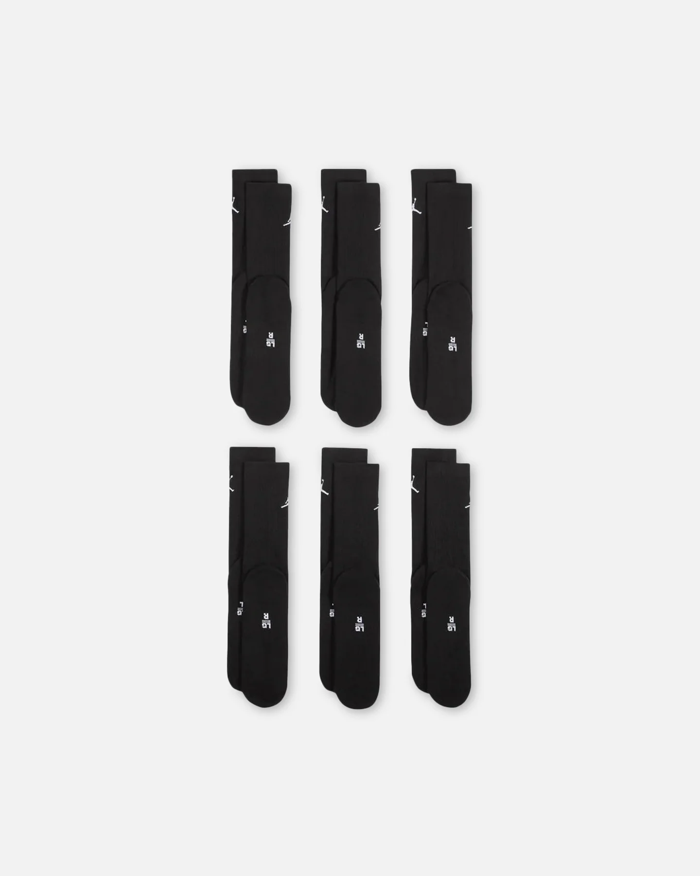 Jordan Everyday Cushioned Crew Socks 6 Pack Black/White - Image 3