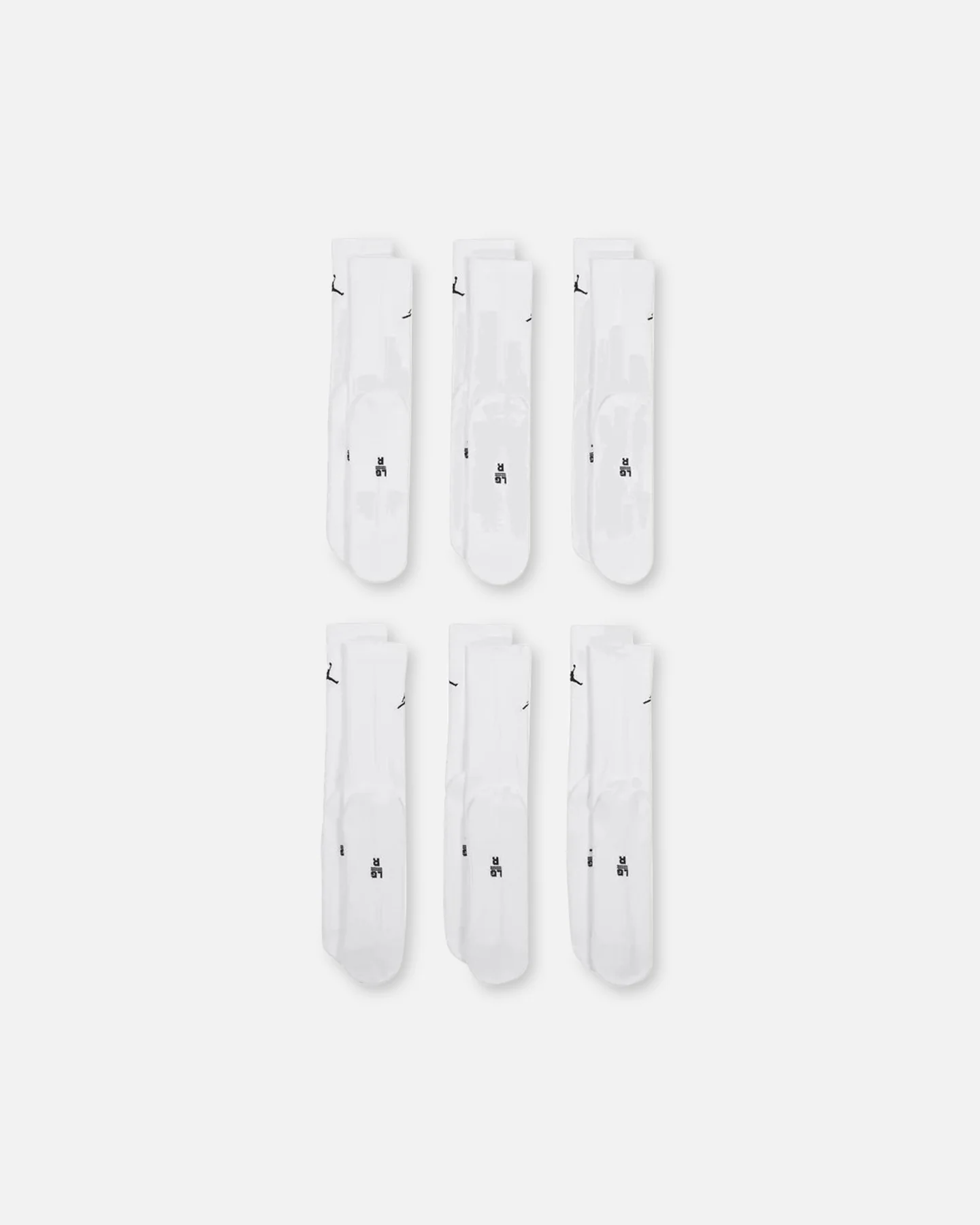 Jordan Everyday Cushioned Crew Socks 6 Pack White/Black - Image 3