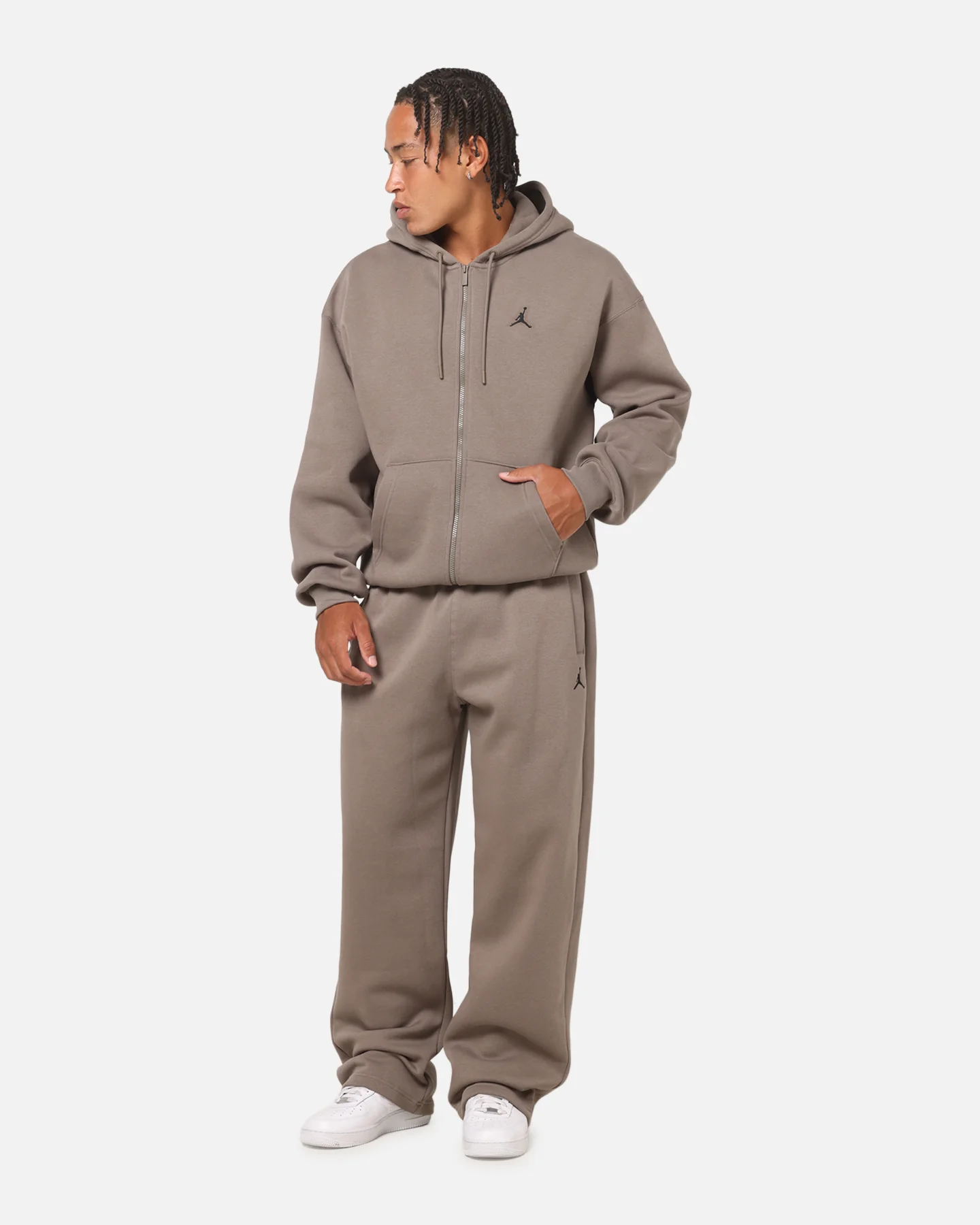 Jordan Jumpman Brooklyn Oversized Fleece Hoodie Olive Grey/Black - Image 2