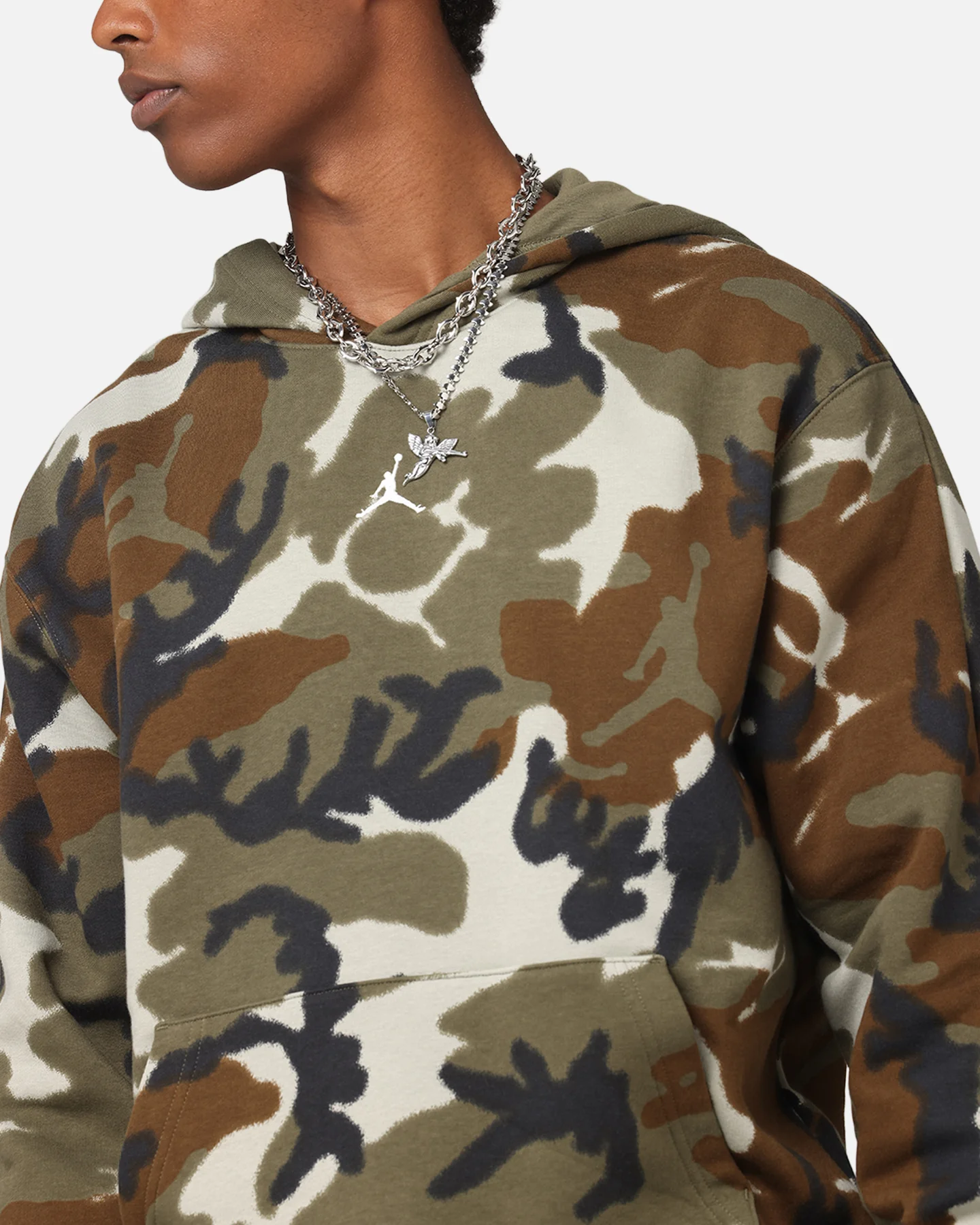 Jordan Jumpman MVP Statement Camo Pullover Hoodie Light Olive - Image 6