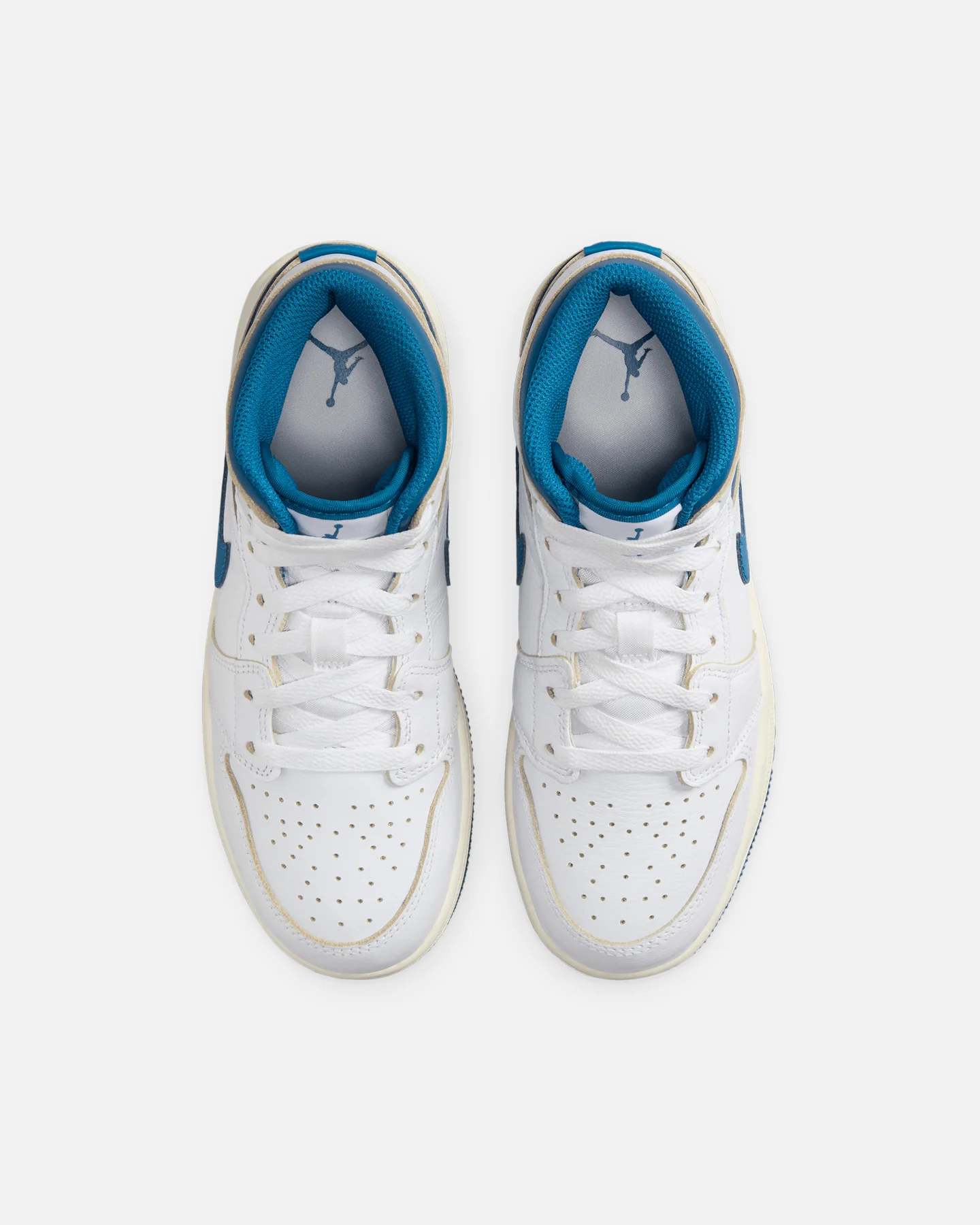 Jordan Kid's Air Jordan 1 Mid SE (GS) White/Industrial Blue - Image 7