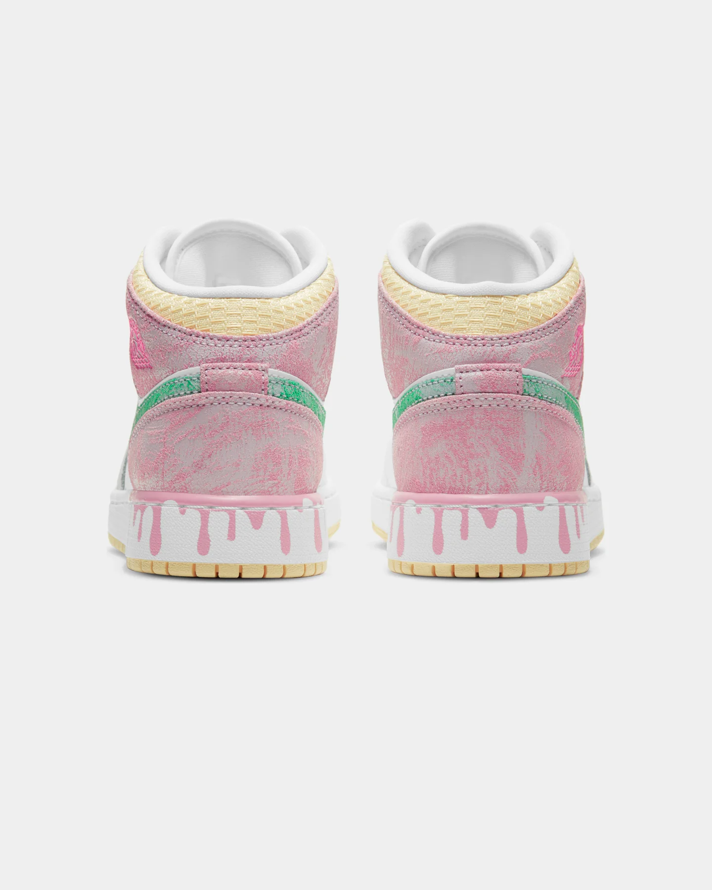 Jordan Kid's Air Jordan 1 Mid SE "Ice Cream Drip" (GS) White/Green Glow/Arctic Punch - Image 3