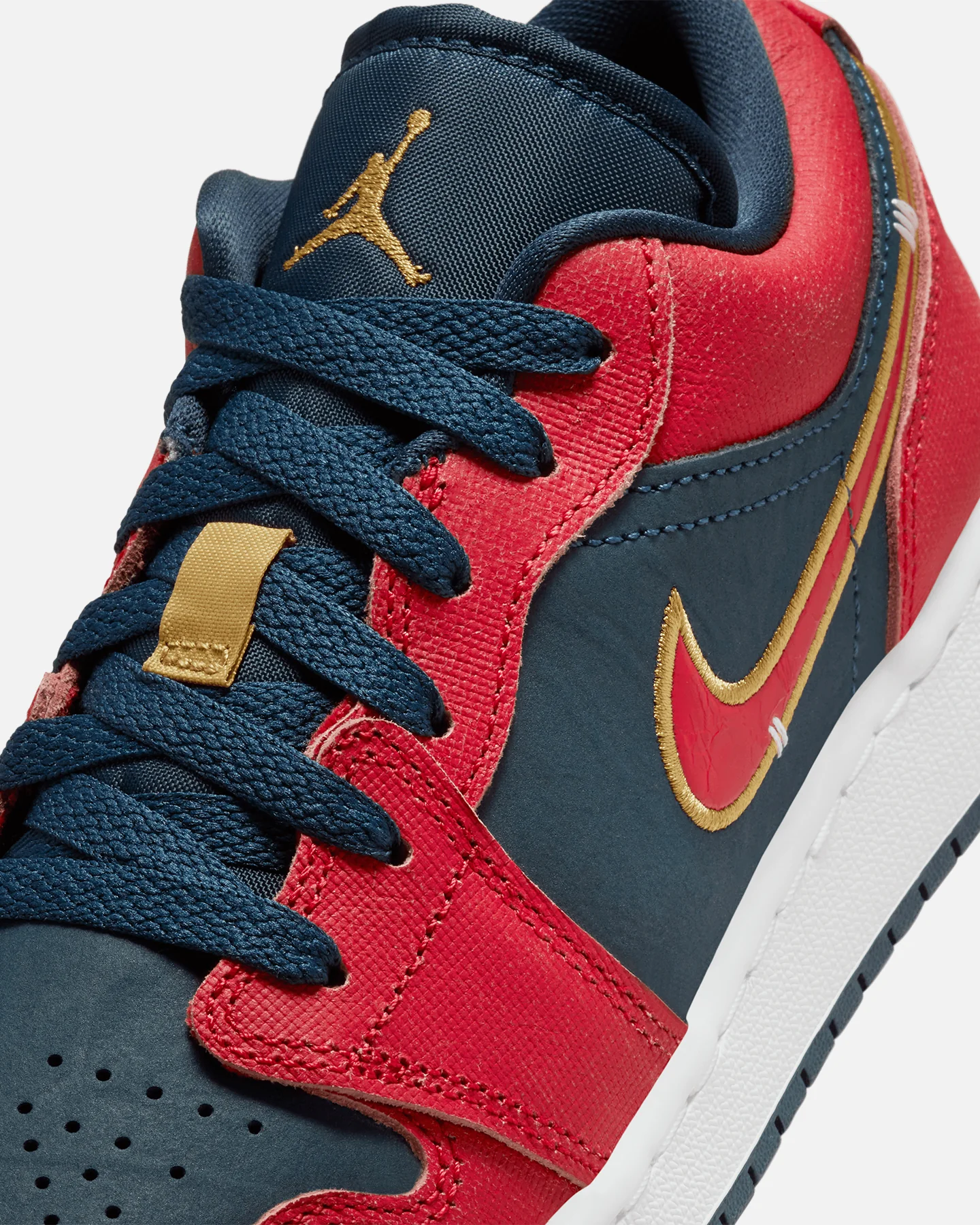 Jordan Kids' Air Jordan 1 Low SE (GS) Armoury Navy/Gold/Red - Image 6