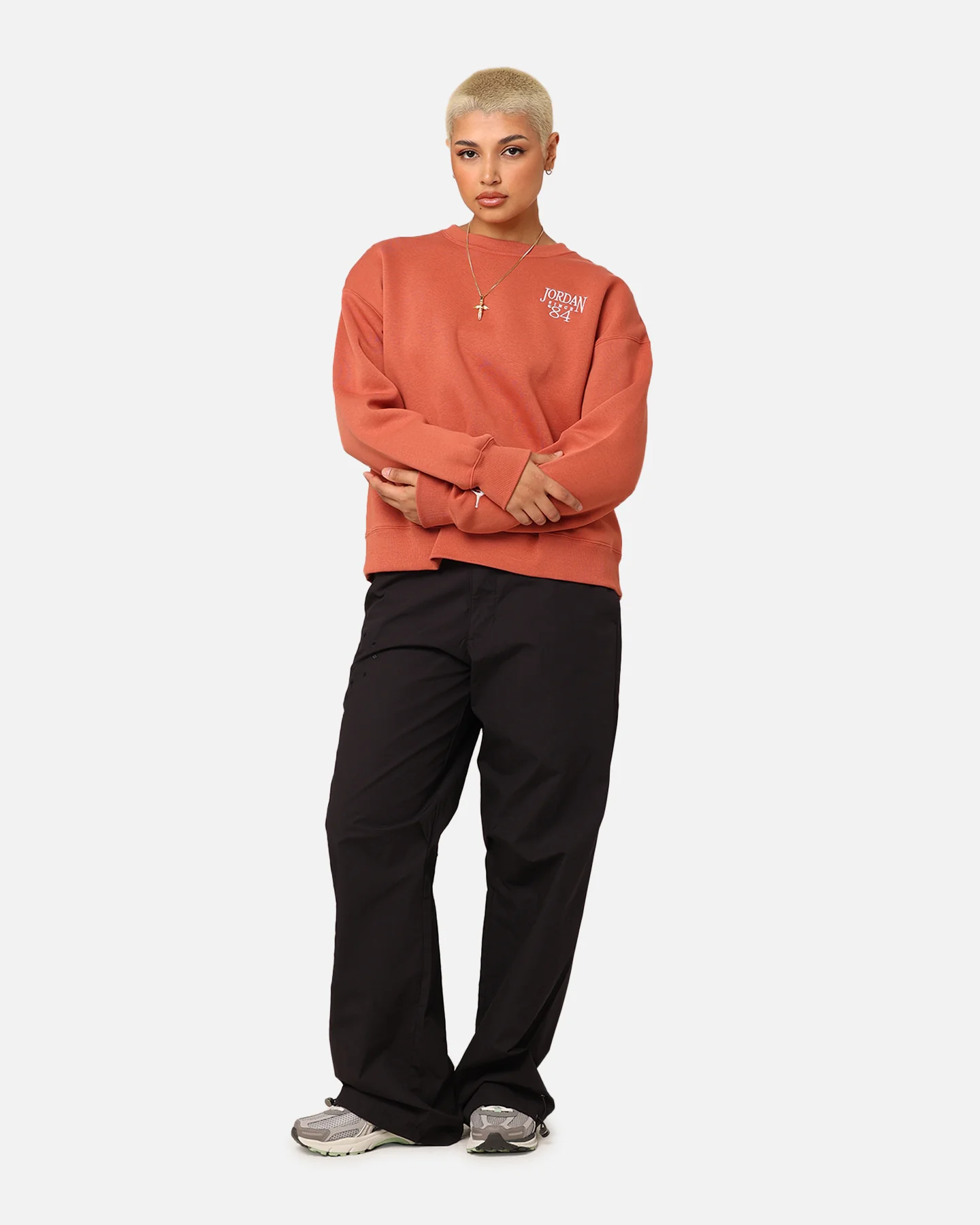 Jordan Women's Brooklyn Fleece Crewneck Dusty Peach/Sail - Image 2